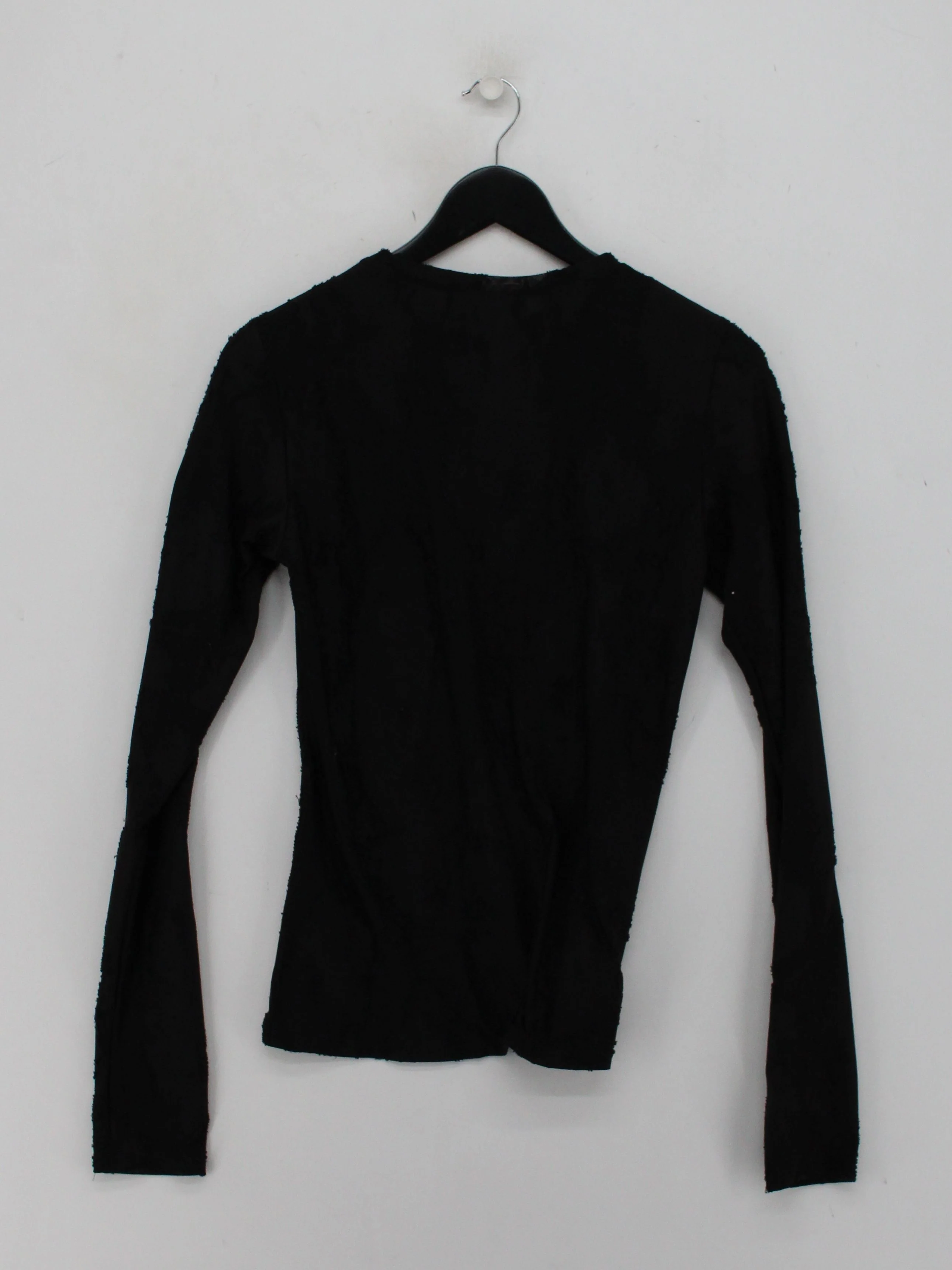 Weekday Women's Top M Black Polyester with Elastane Long Sleeve Round Neck Basic - Image 2