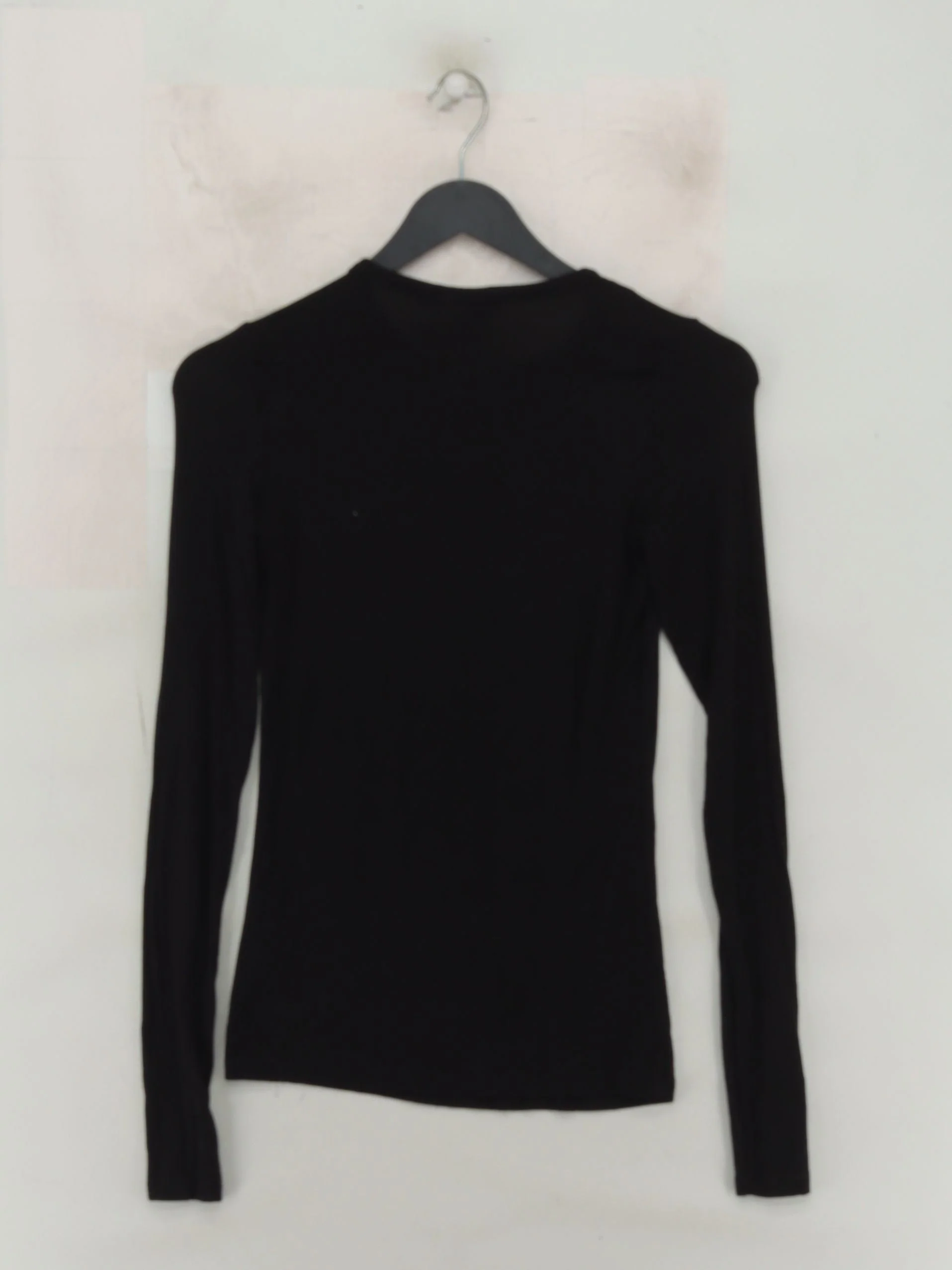 Weekday Women's Top M Black Viscose with Elastane Long Sleeve Round Neck Basic - Image 2