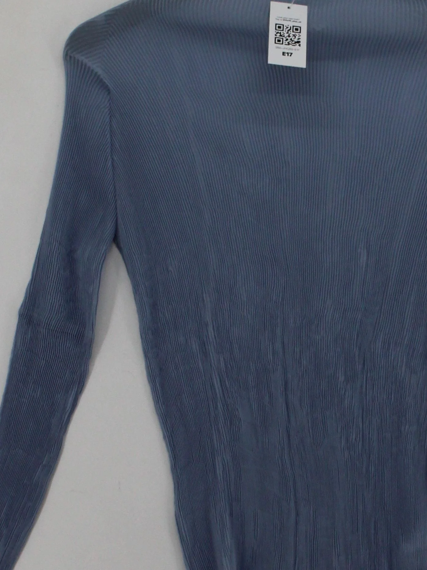 Weekday Women's Top M Blue 100% Polyester Long Sleeve Mock Neck Basic - Image 3