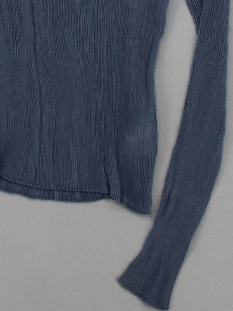 Weekday Women's Top M Blue 100% Polyester Long Sleeve Mock Neck Basic - Image 4