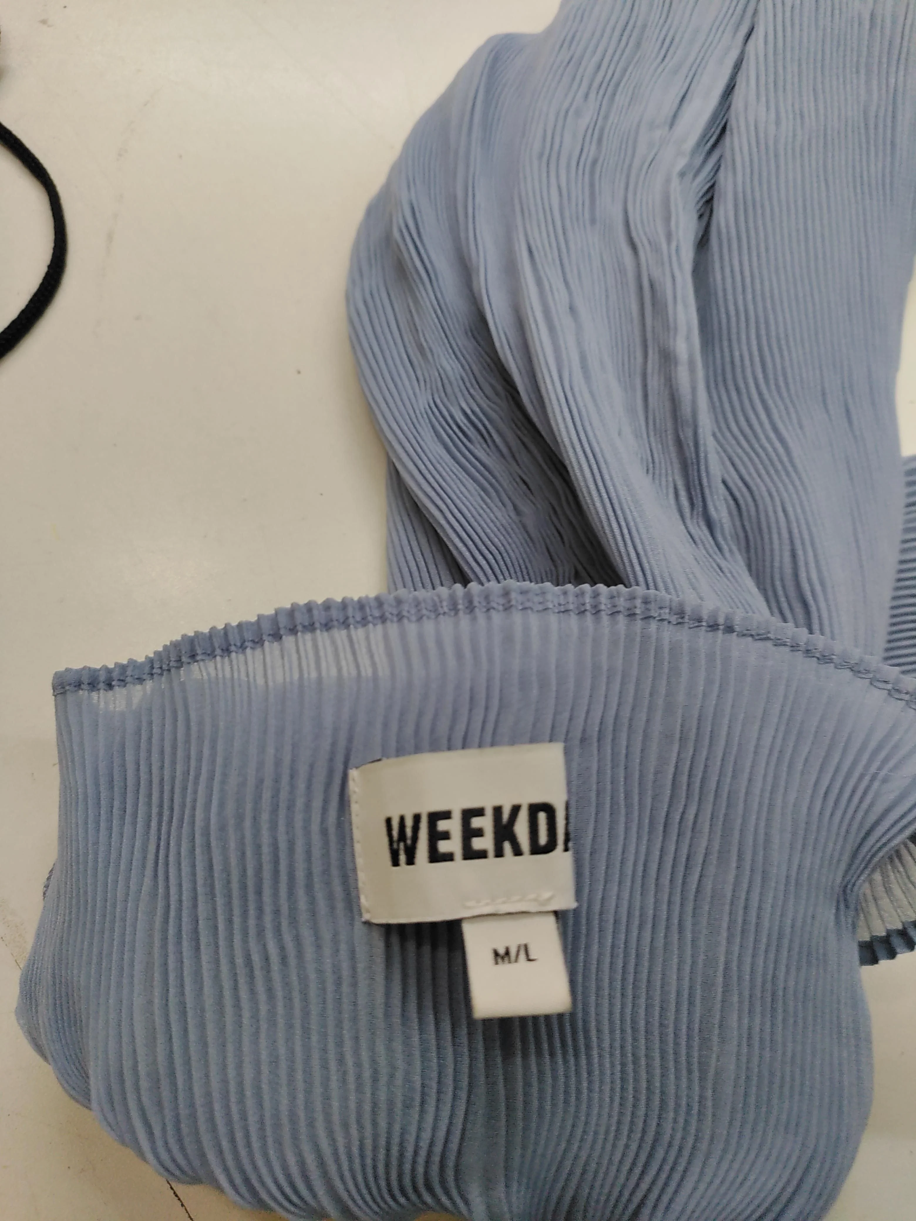 Weekday Women's Top M Blue 100% Polyester Long Sleeve Mock Neck Basic - Image 5