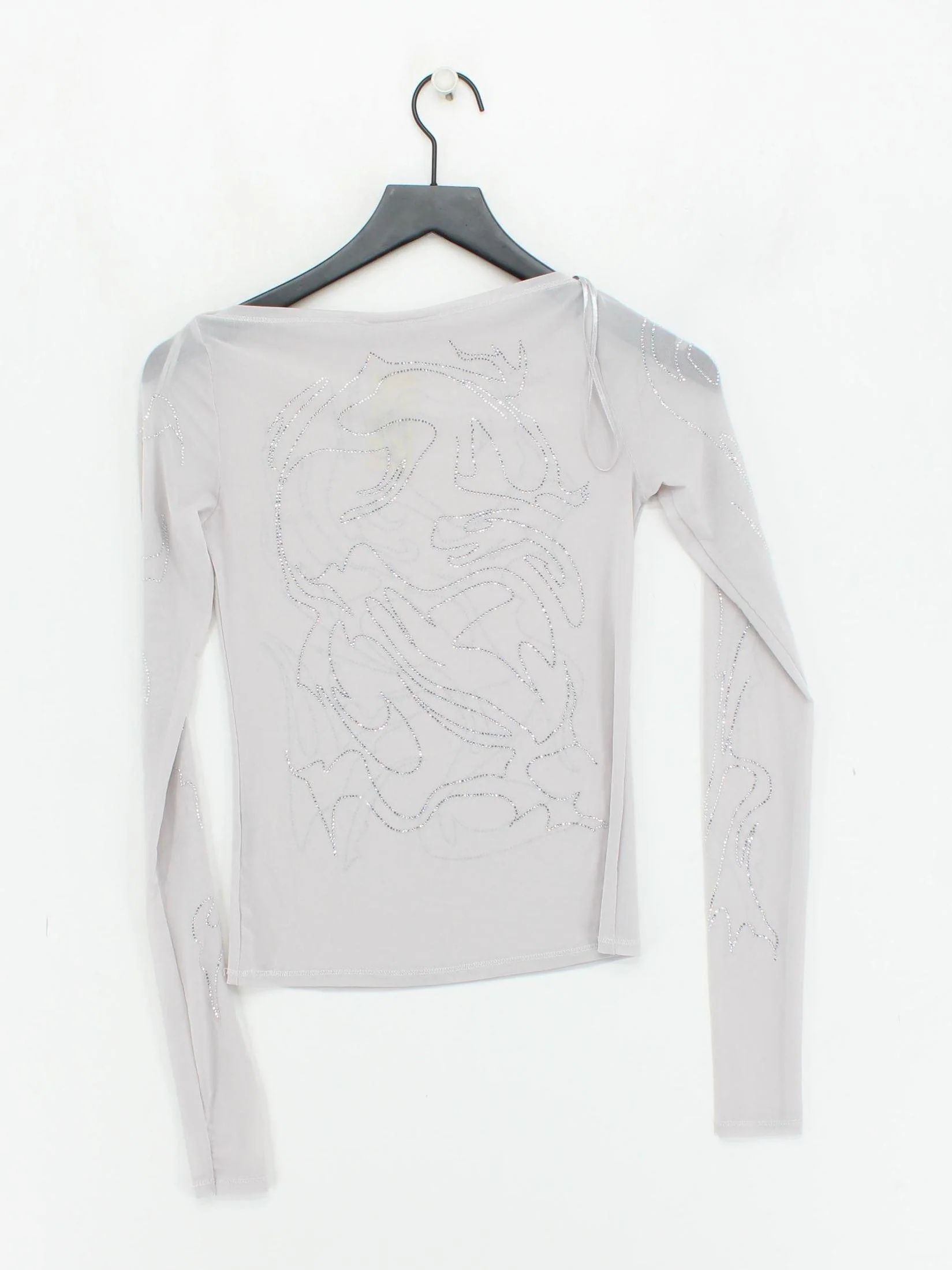 Weekday Women's Top S Grey Graphic 100% Other Long Sleeve Round Neck Basic - Image 2
