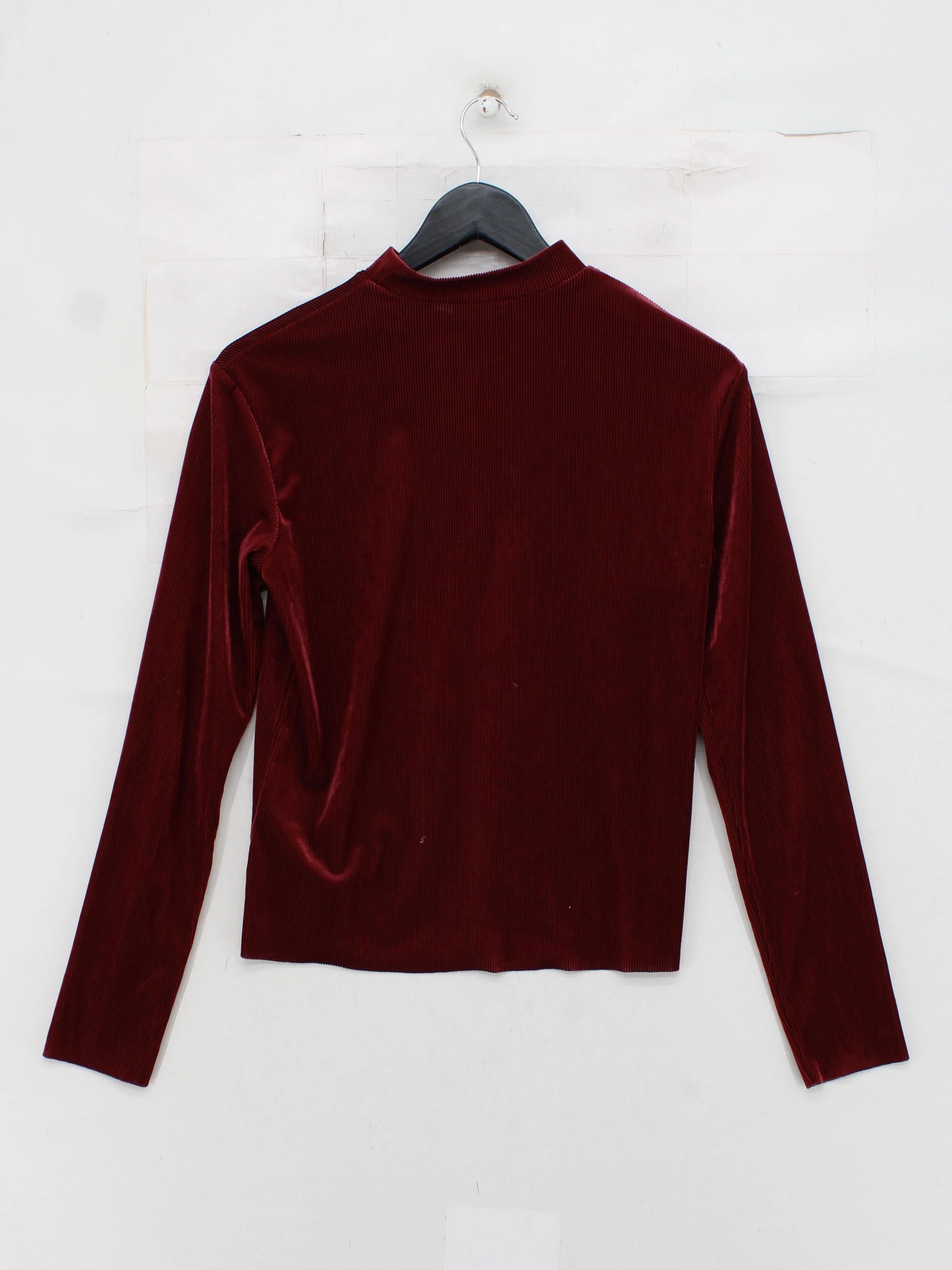 Weekday Women's Top S Red Polyester with Elastane Long Sleeve Mock Neck Basic - Image 2
