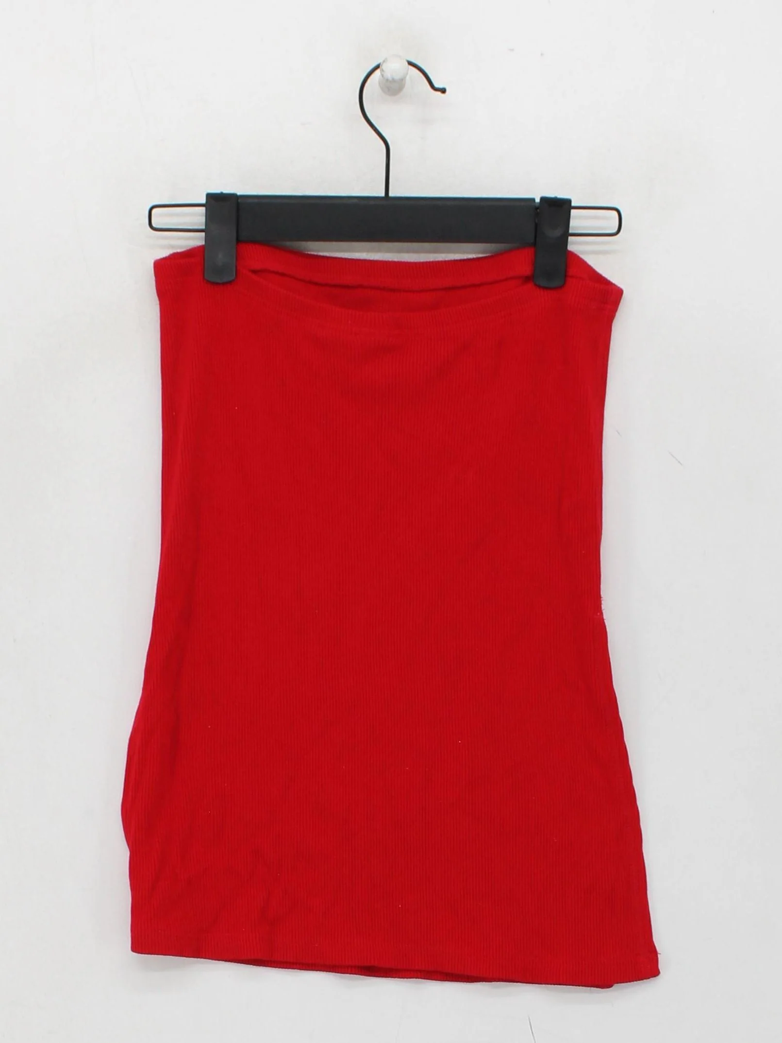 Weekday Women's Top S Red Viscose with Elastane Sleeveless Crew Neck Basic - Image 2