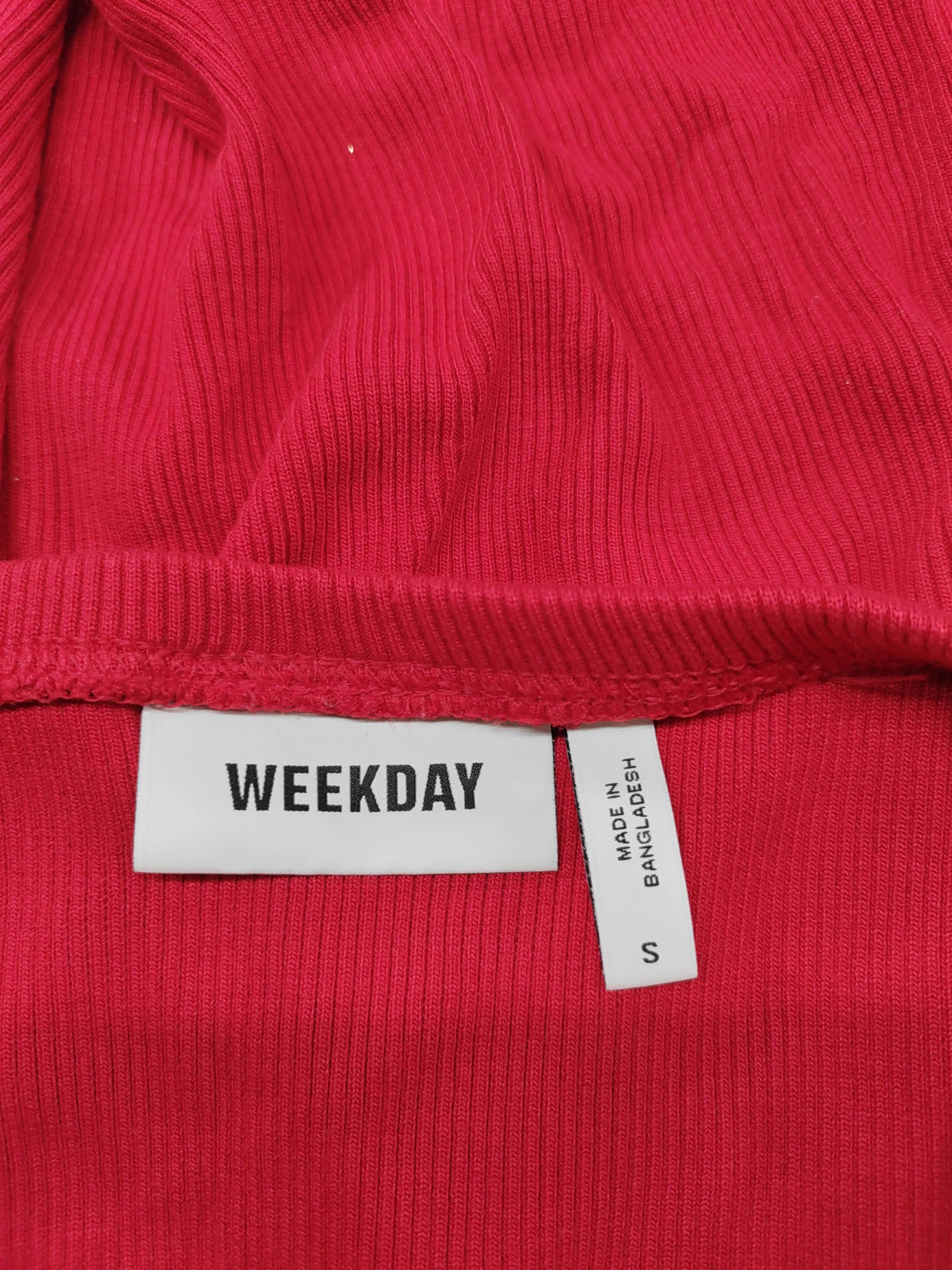 Weekday Women's Top S Red Viscose with Elastane Sleeveless Crew Neck Basic - Image 5