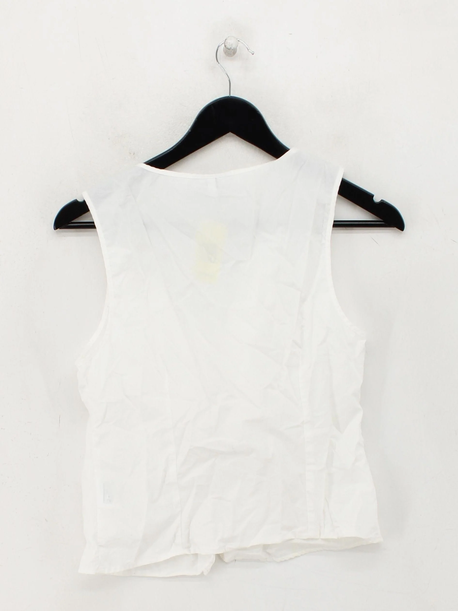 Weekday Women's Top S White 100% Cotton Sleeveless V-Neck Basic - Image 2