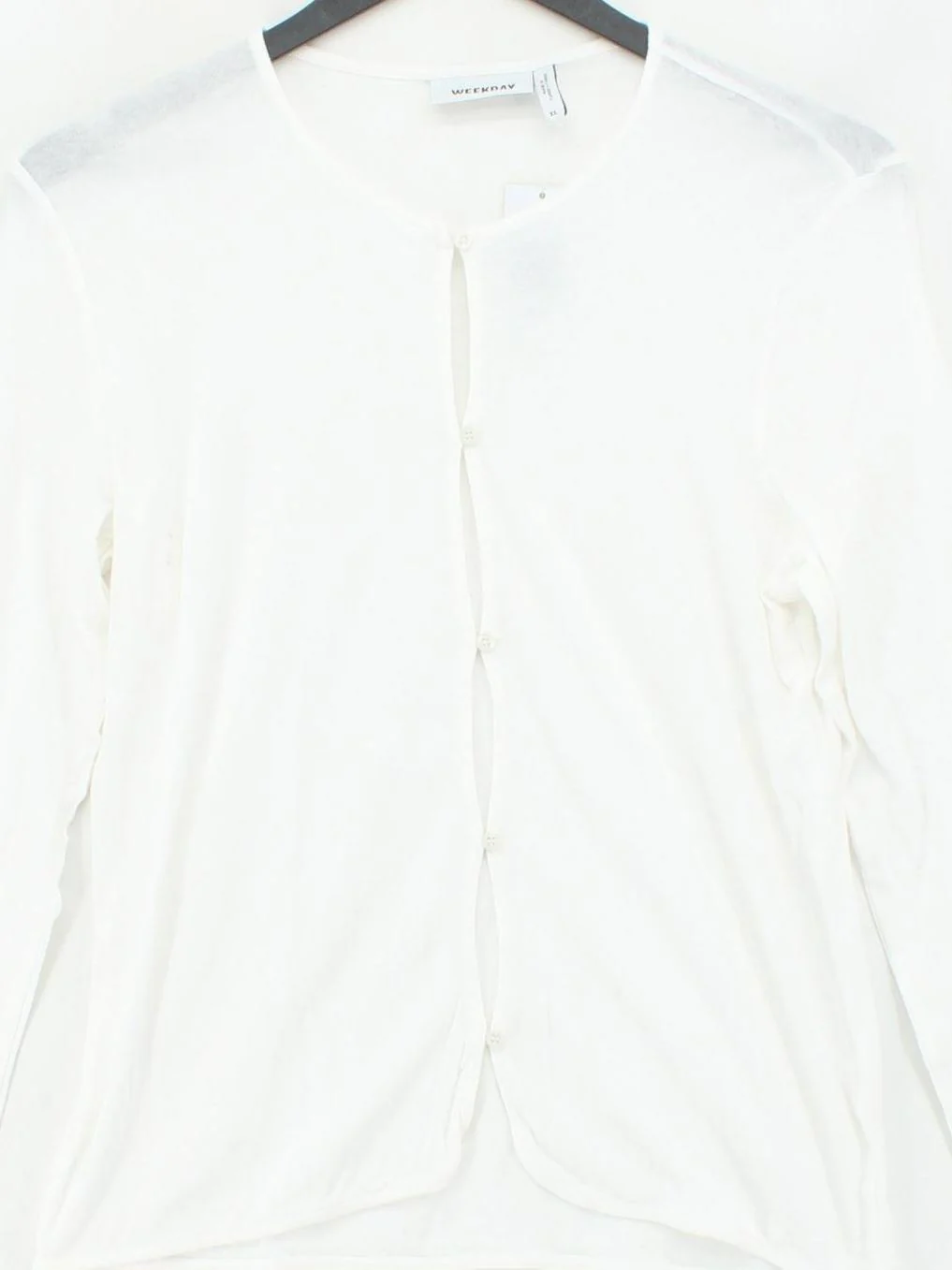 Weekday Women's Top XL White 100% Other Long Sleeve Round Neck Basic - Image 3