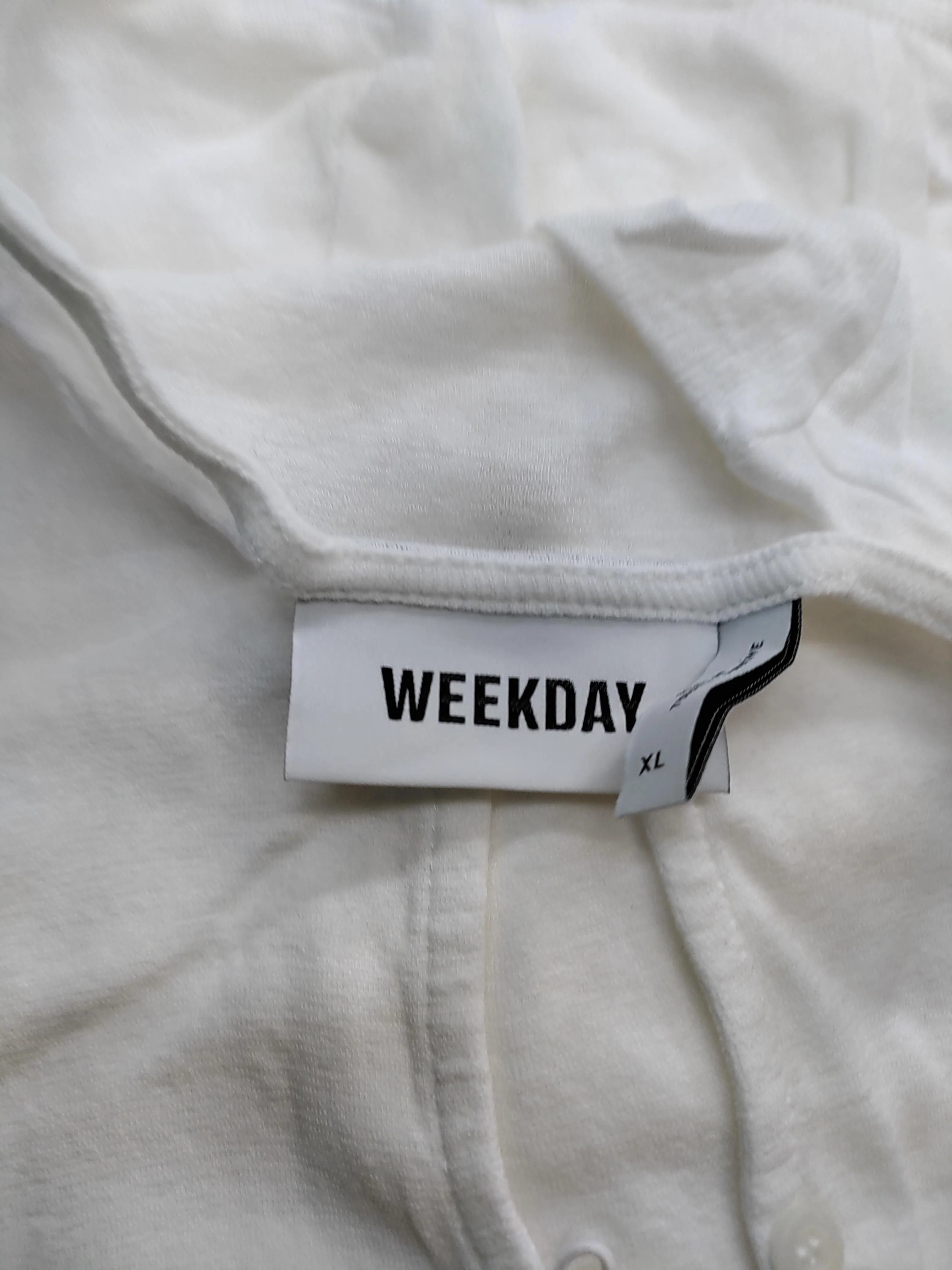 Weekday Women's Top XL White 100% Other Long Sleeve Round Neck Basic - Image 5