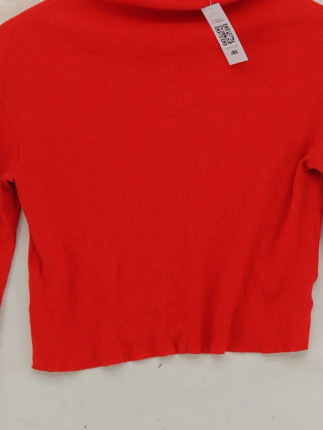 Weekday Women's Top XS Red 100% Cotton Long Sleeve High Neck Basic - Image 3