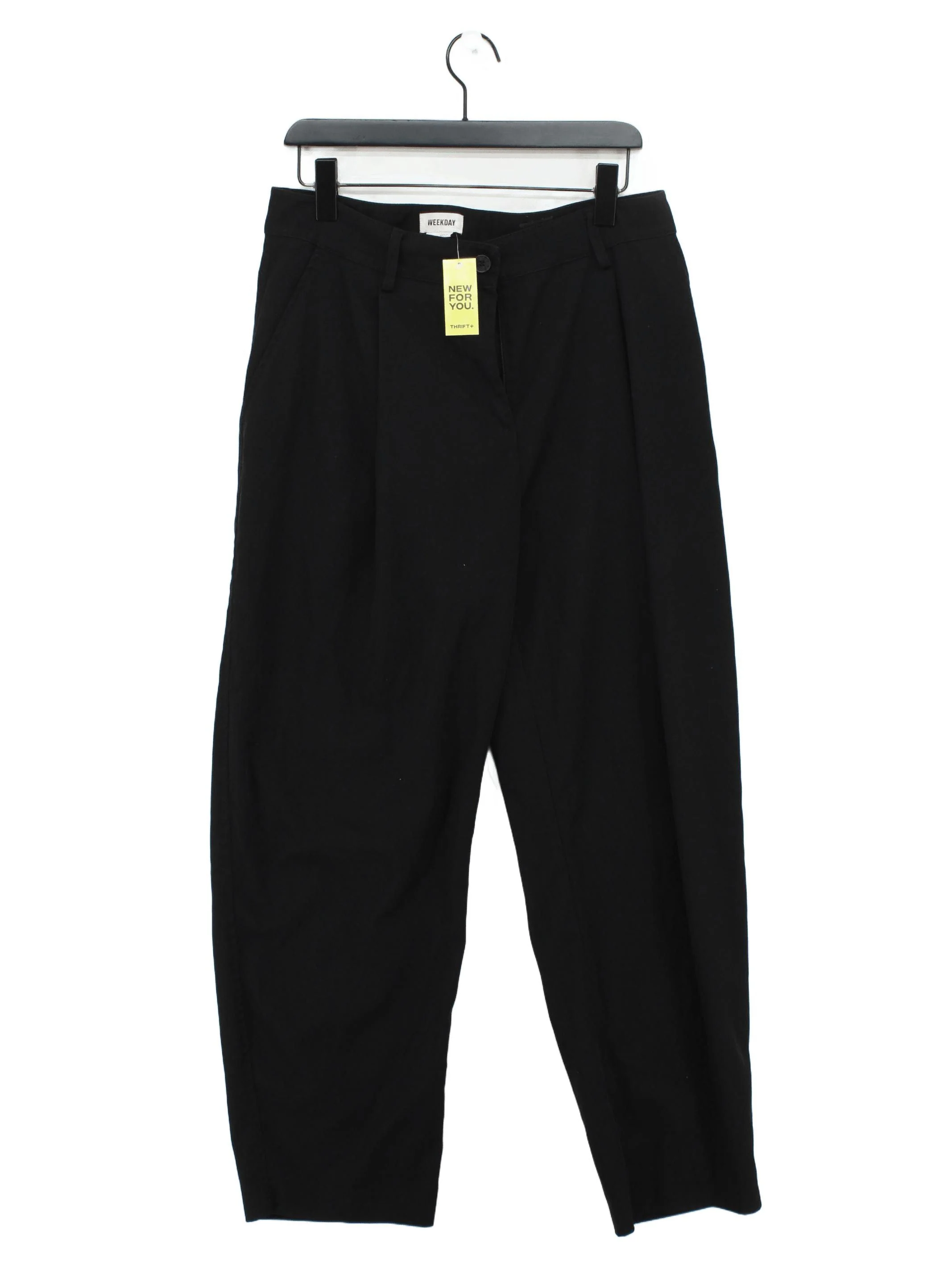 Weekday Women's Trousers UK 16 Black Polyester with Elastane Tapered Chino