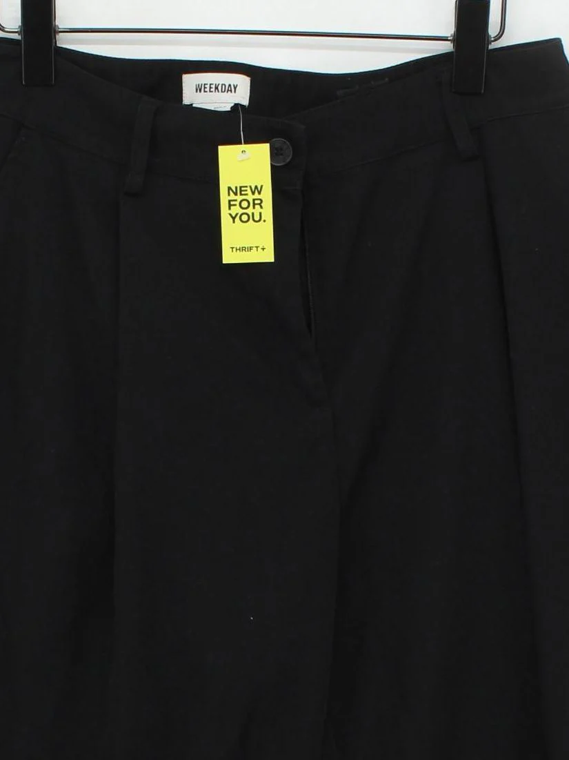 Weekday Women's Trousers UK 16 Black Polyester with Elastane Tapered Chino - Image 3