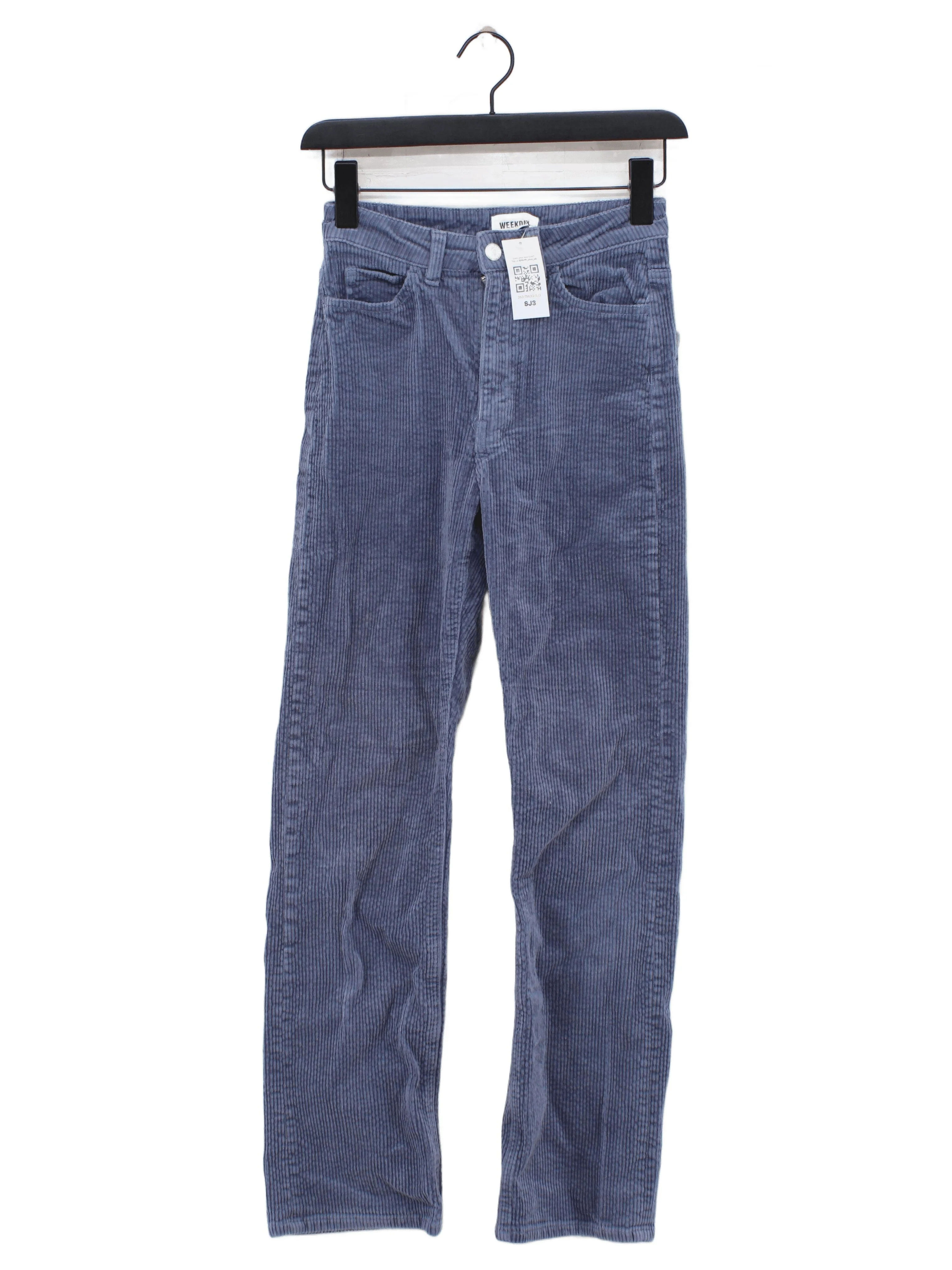 Weekday Women's Trousers UK 6 Blue Cotton with Elastane, Polyester Chino