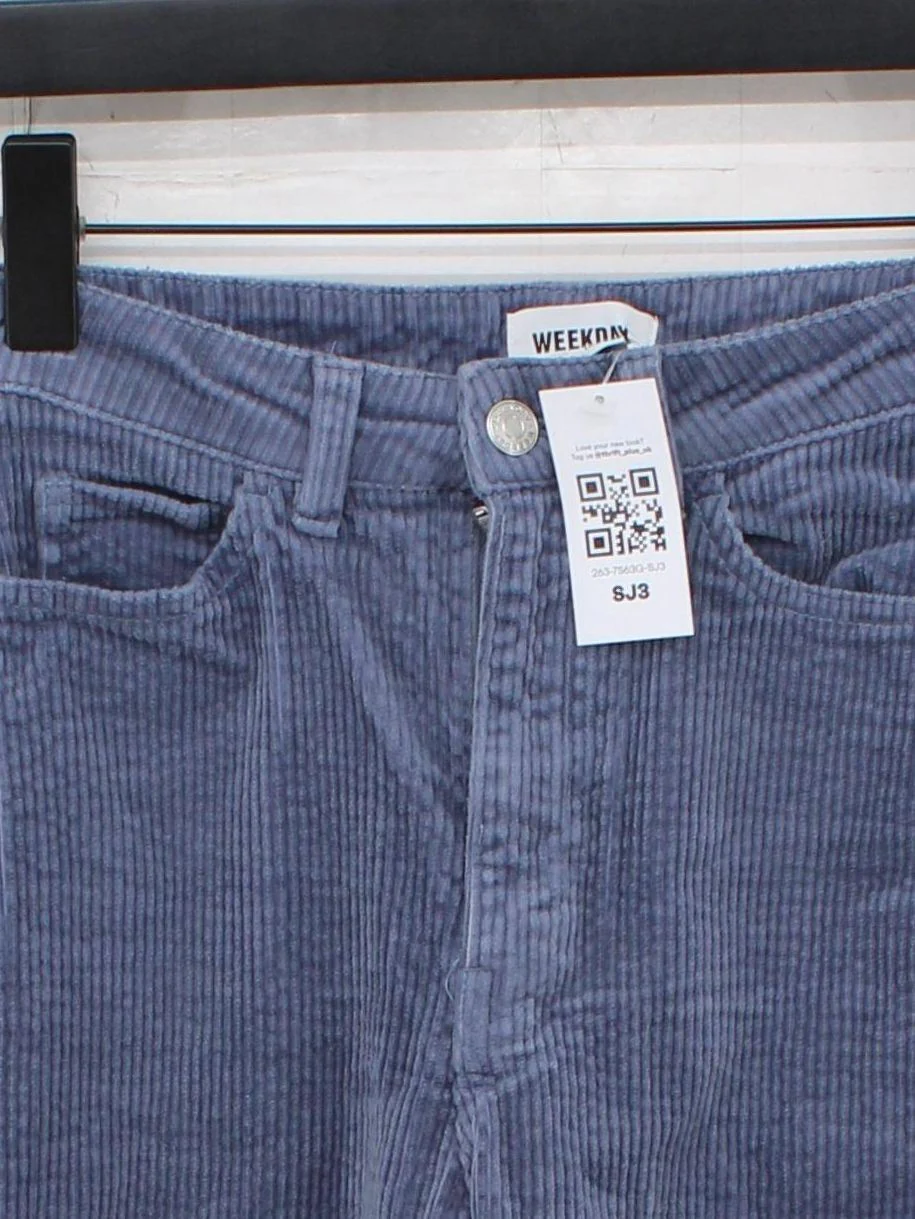 Weekday Women's Trousers UK 6 Blue Cotton with Elastane, Polyester Chino - Image 3