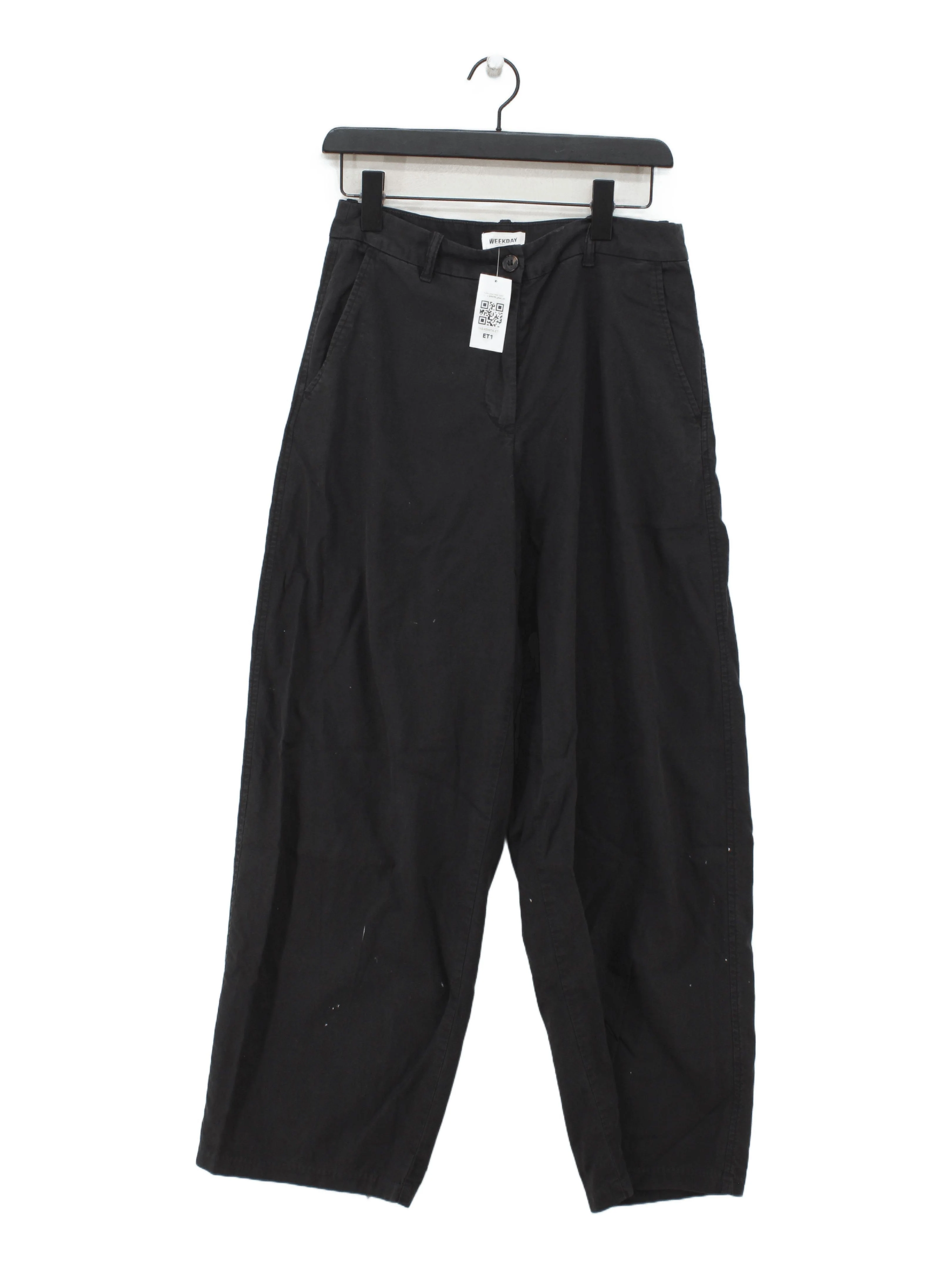 Weekday Women's Trousers UK 8 Black Cotton with Lyocell Modal Sweatpants