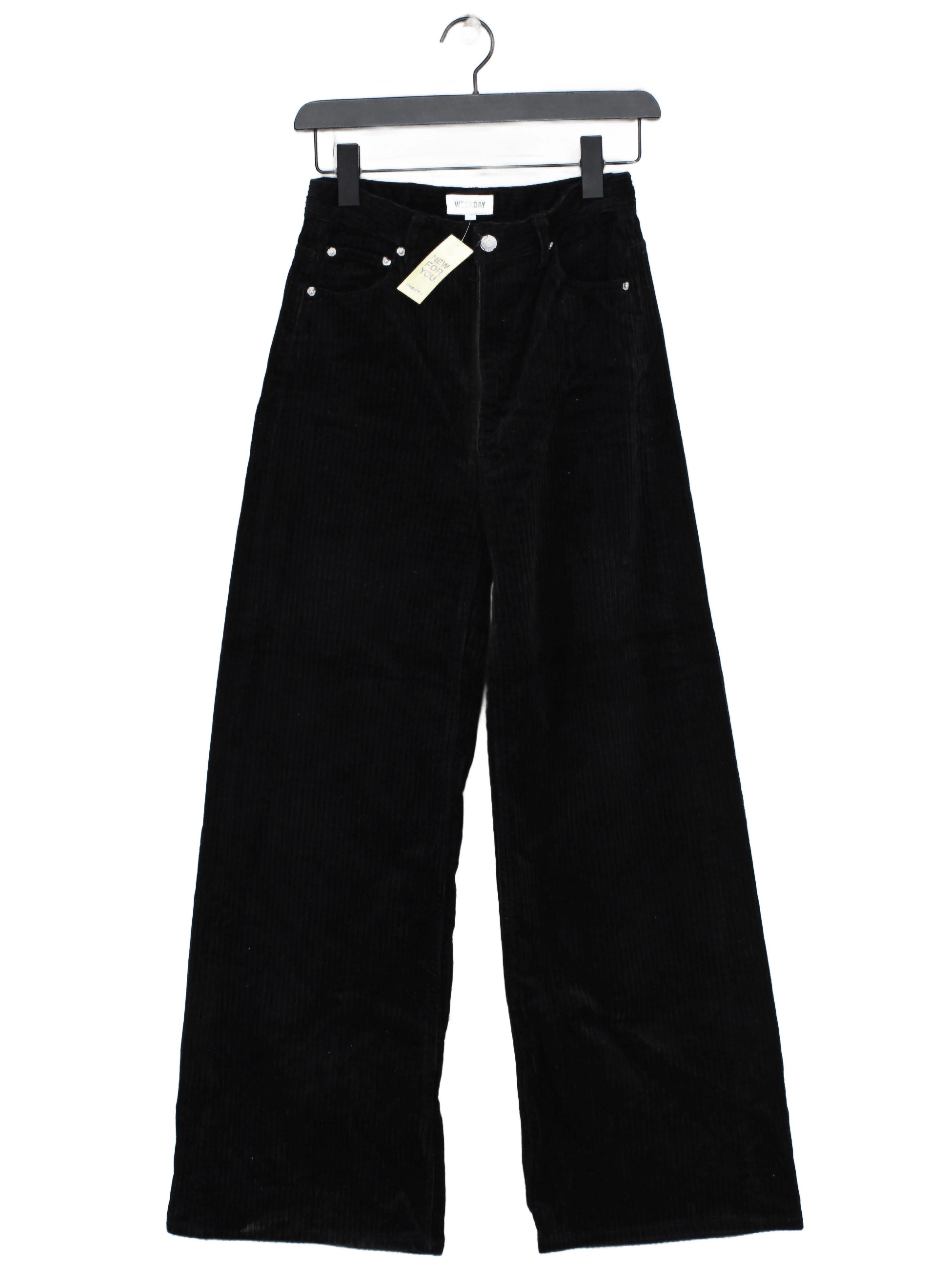 Weekday Women's Trousers UK 8 Black Cotton with Polyester, Elastane Chino