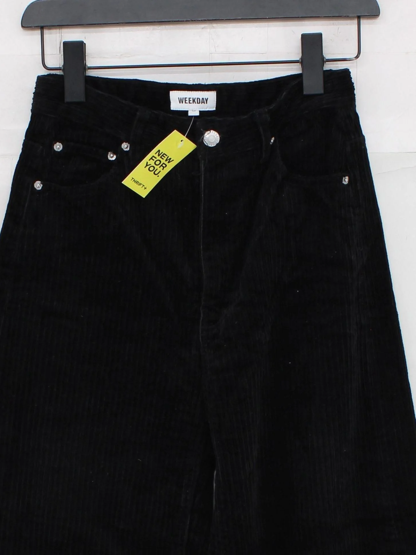 Weekday Women's Trousers UK 8 Black Cotton with Polyester, Elastane Chino - Image 3