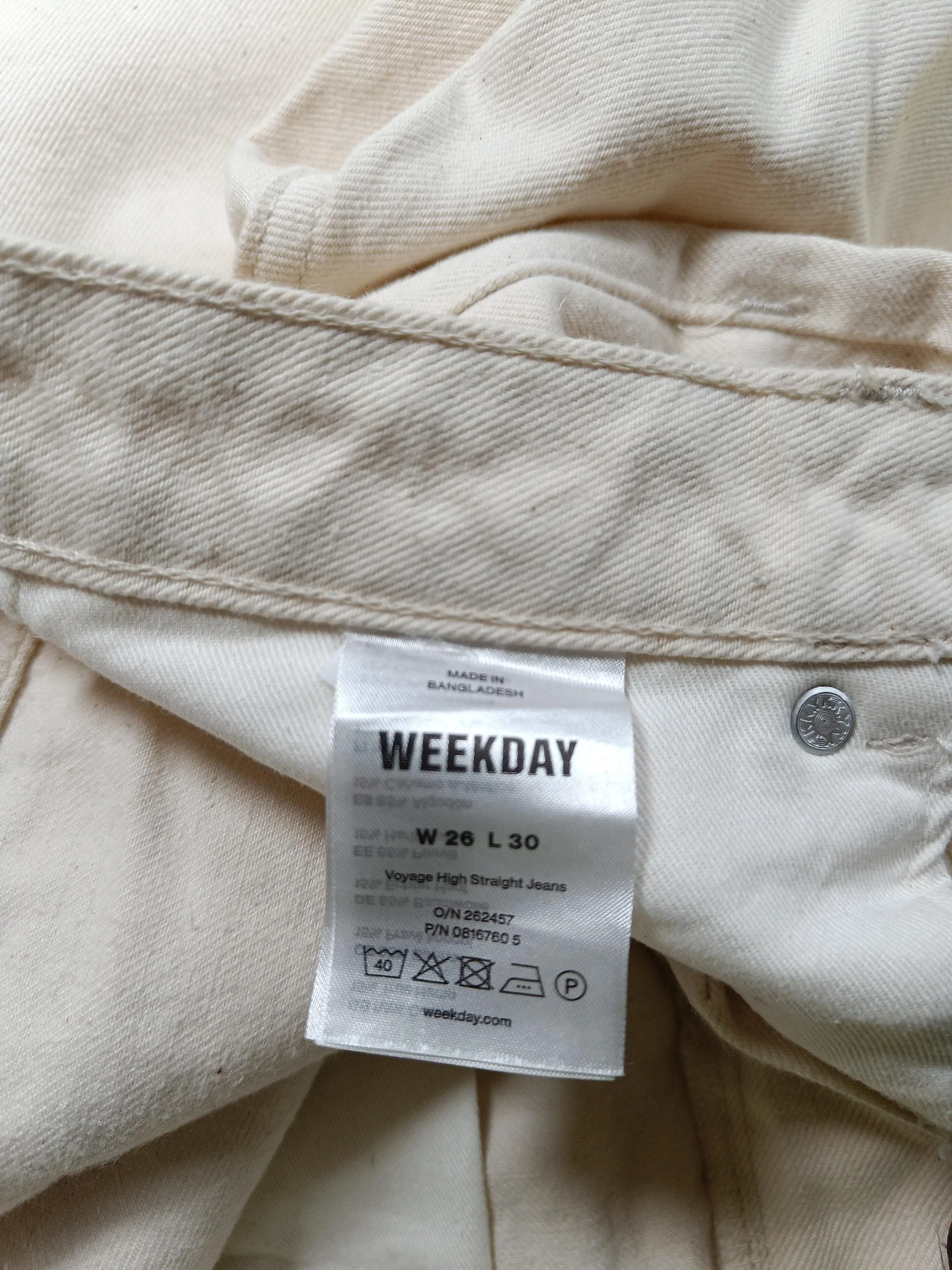 Weekday Women's Trousers W 26 in; L 30 in Cream Cotton with Other Straight Chino - Image 5