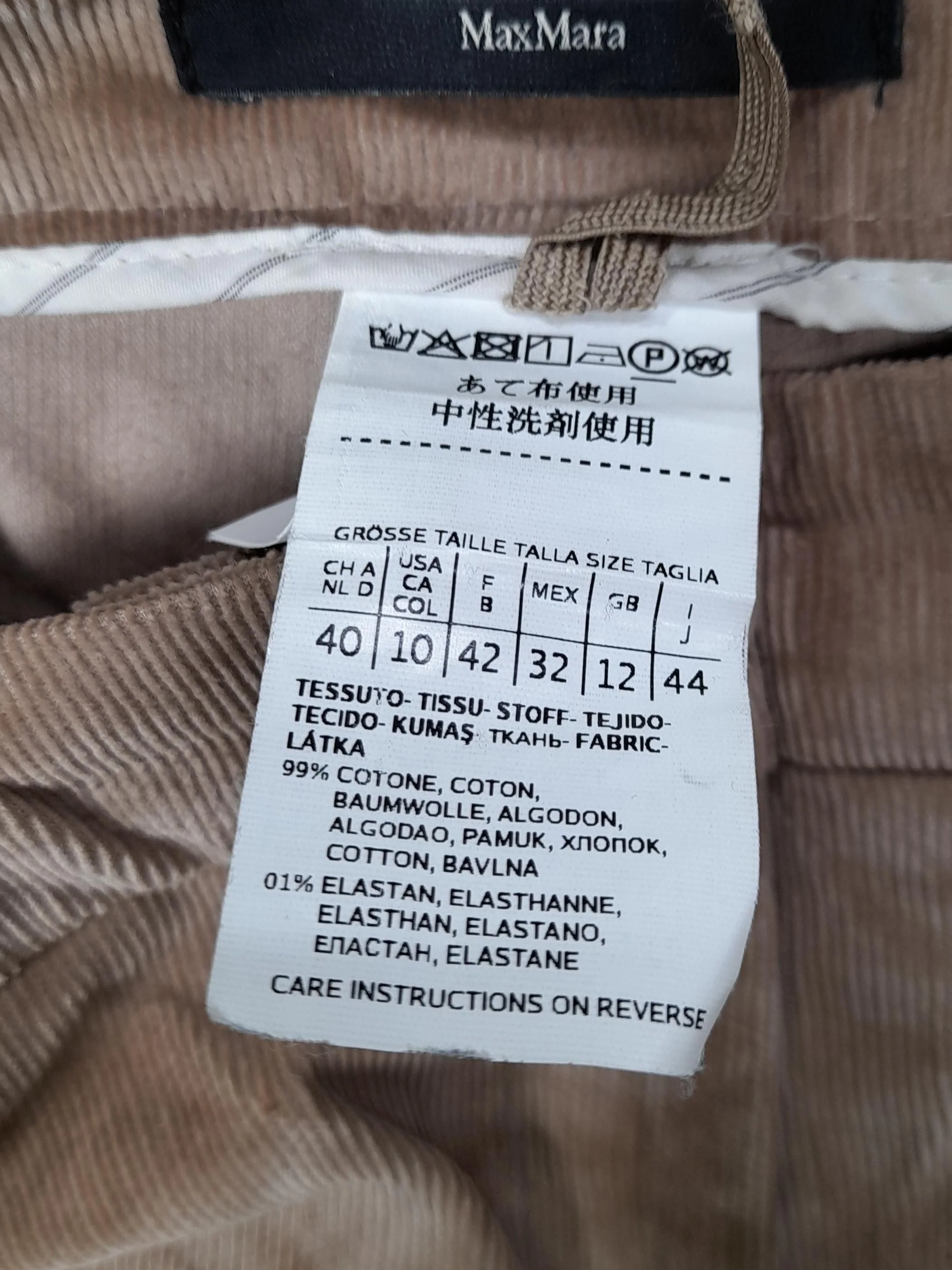 Weekend Max Mara Women's Trousers UK 12 Tan Cotton with Elastane Straight Chino - Image 6