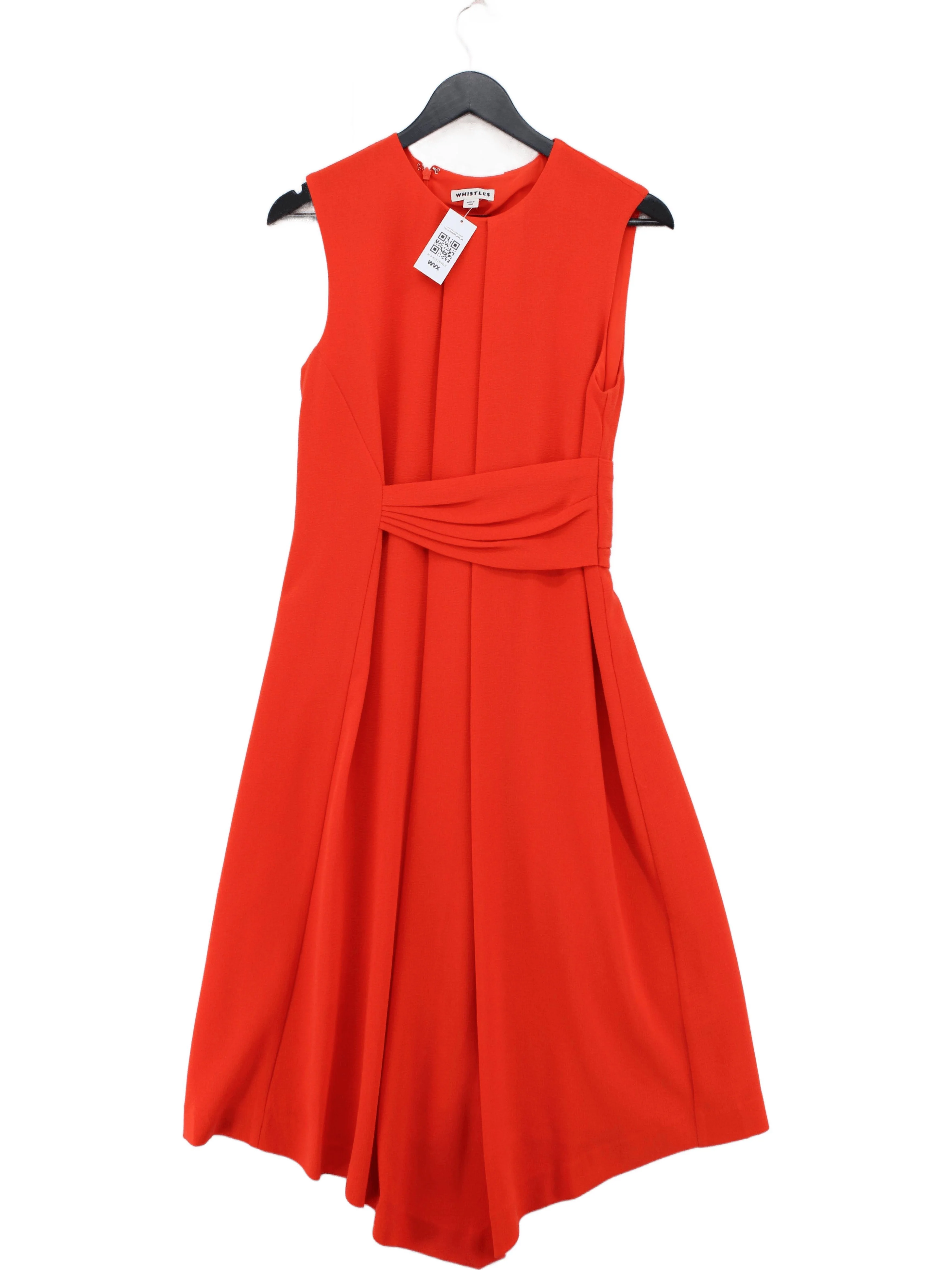 Whistles A-Line Midi Dress UK10 in Orange