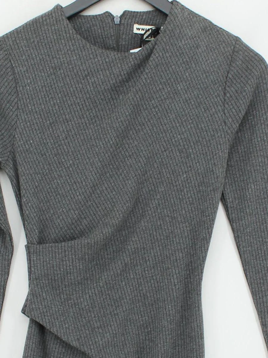 Whistles Bodycon Midi Dress UK6 in Grey - Image 3