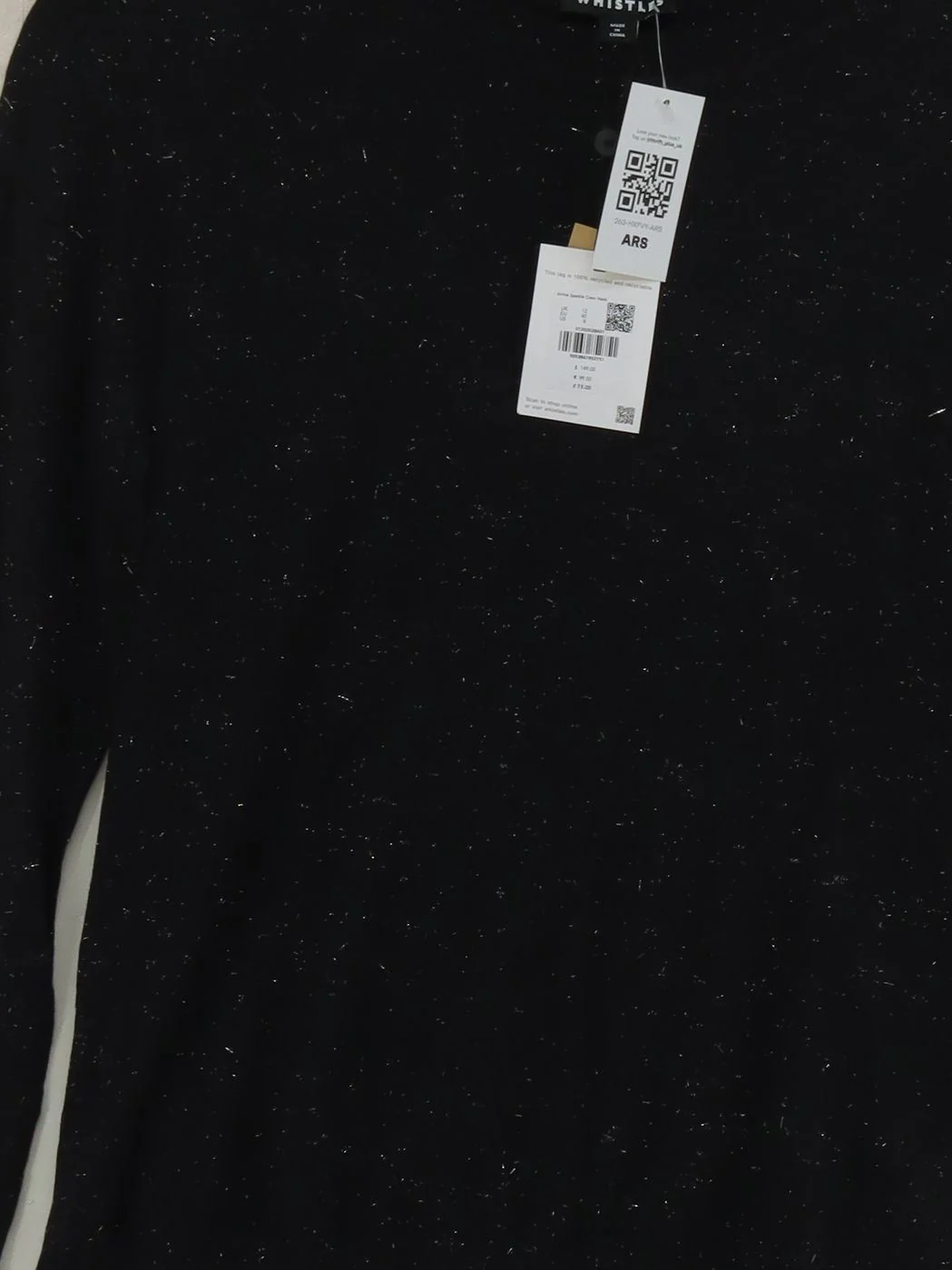 Whistles Men's Jumper M Black Viscose with Nylon Pullover New with tags - Image 3