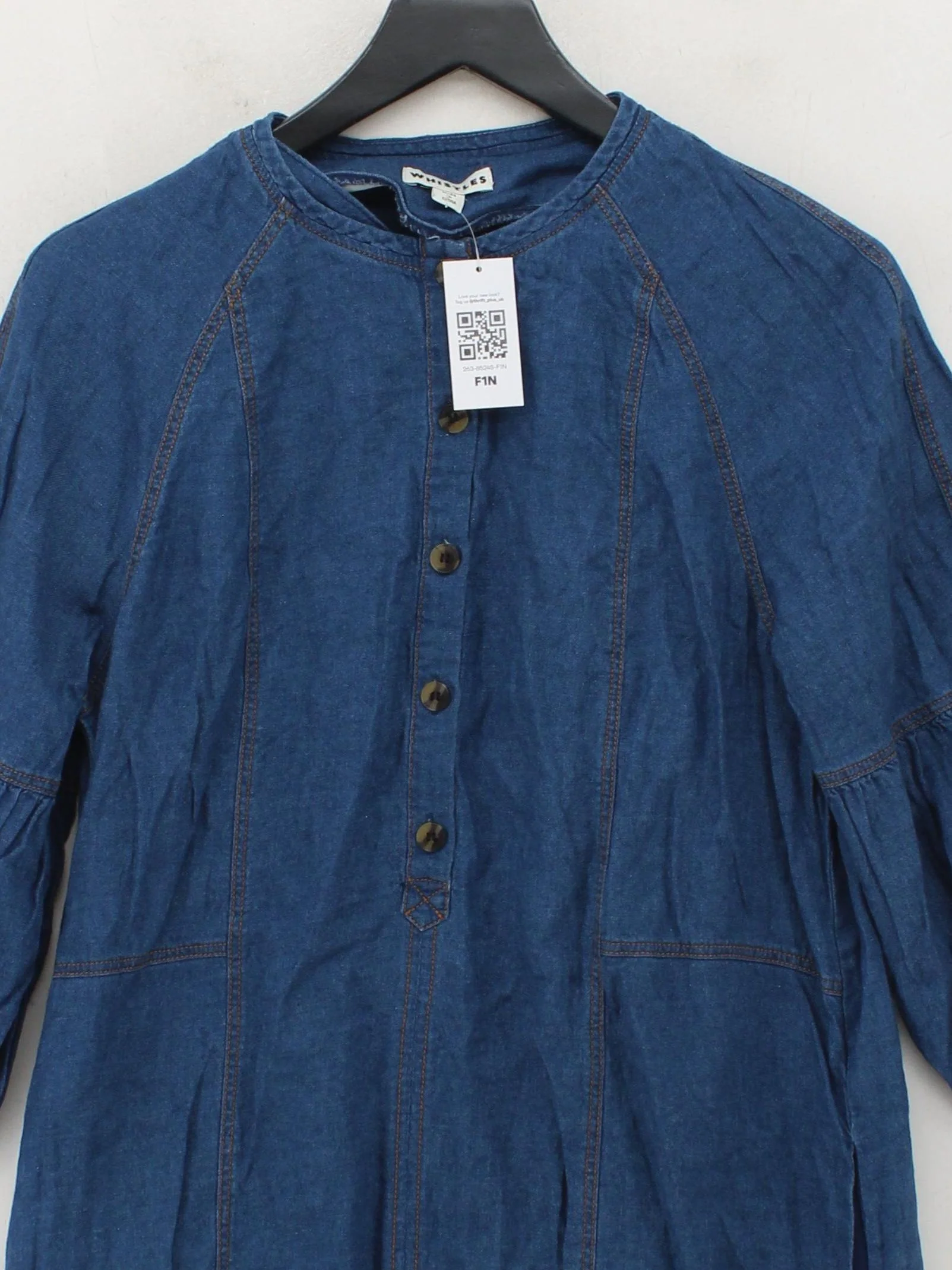 Whistles Shirt Mini Dress UK14 in Blue - Image 3