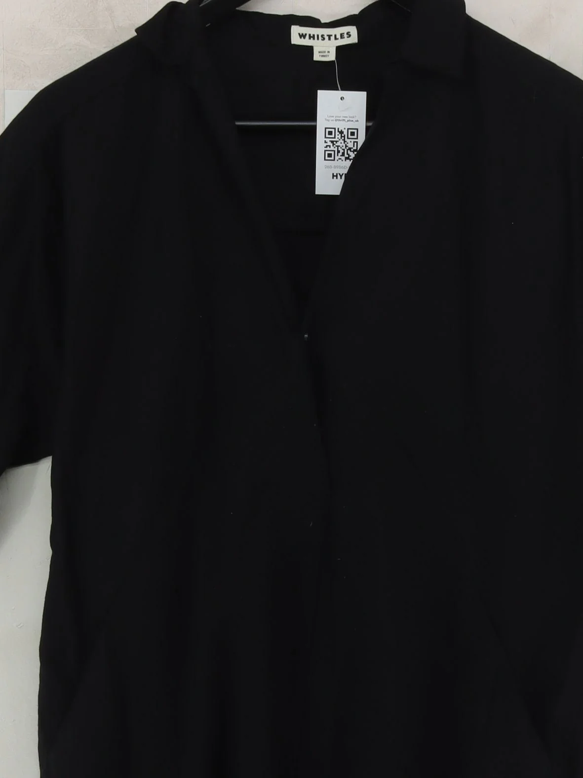 Whistles Shirt Mini Dress UK8 in Black - Image 3