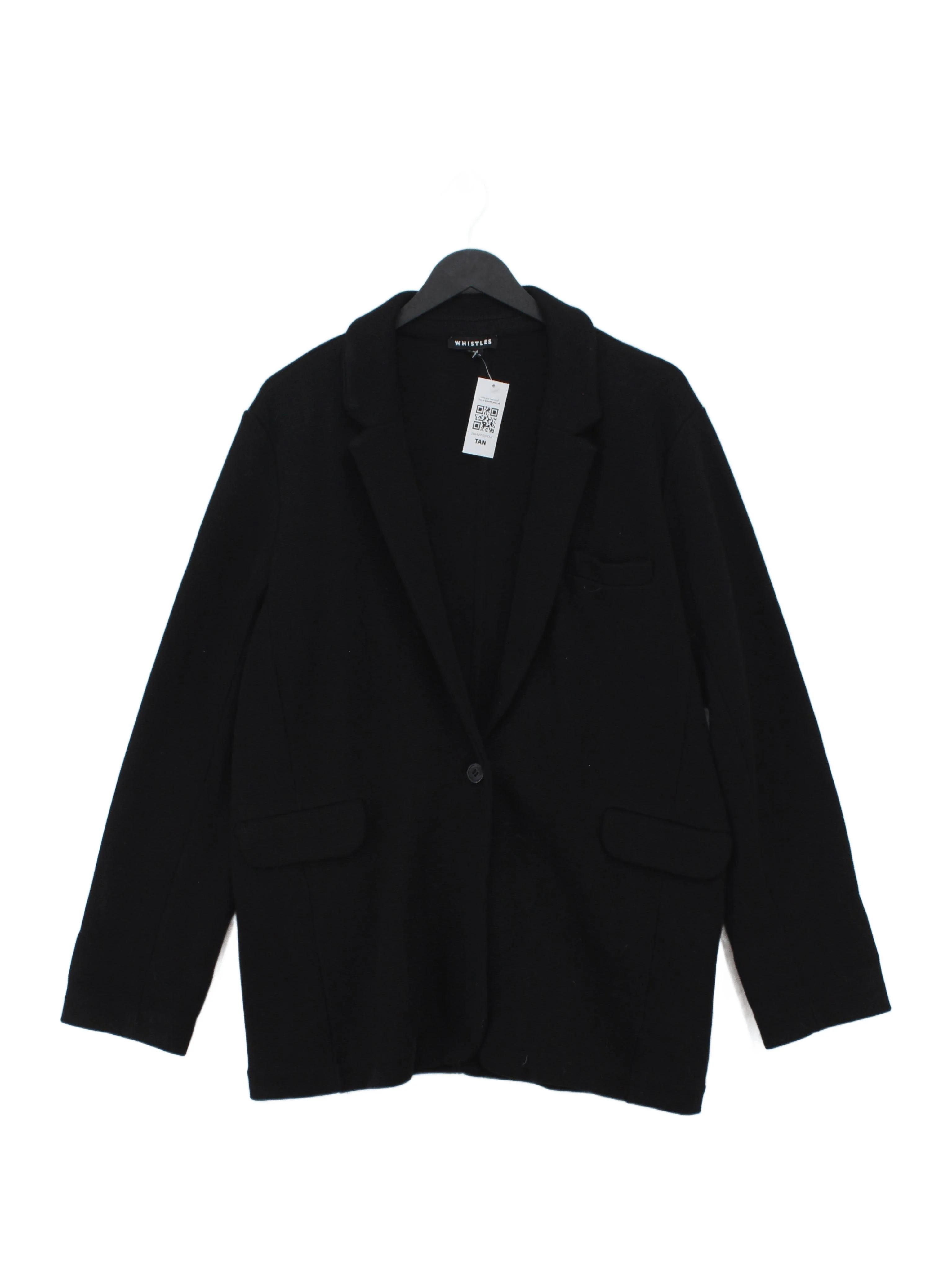 Whistles Women's Blazer UK 12 Black 100% Cotton Overcoat