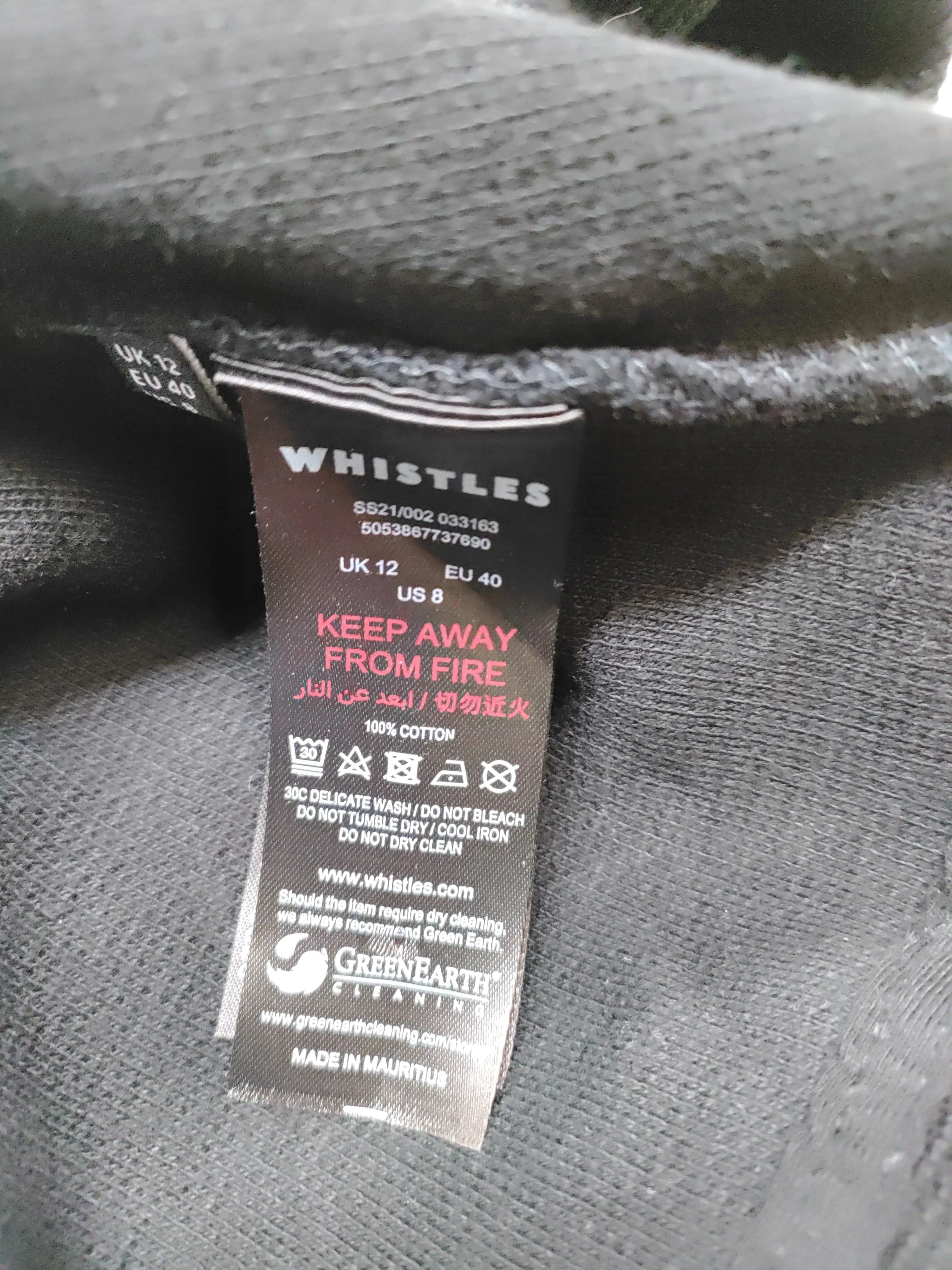 Whistles Women's Blazer UK 12 Black 100% Cotton Overcoat - Image 6