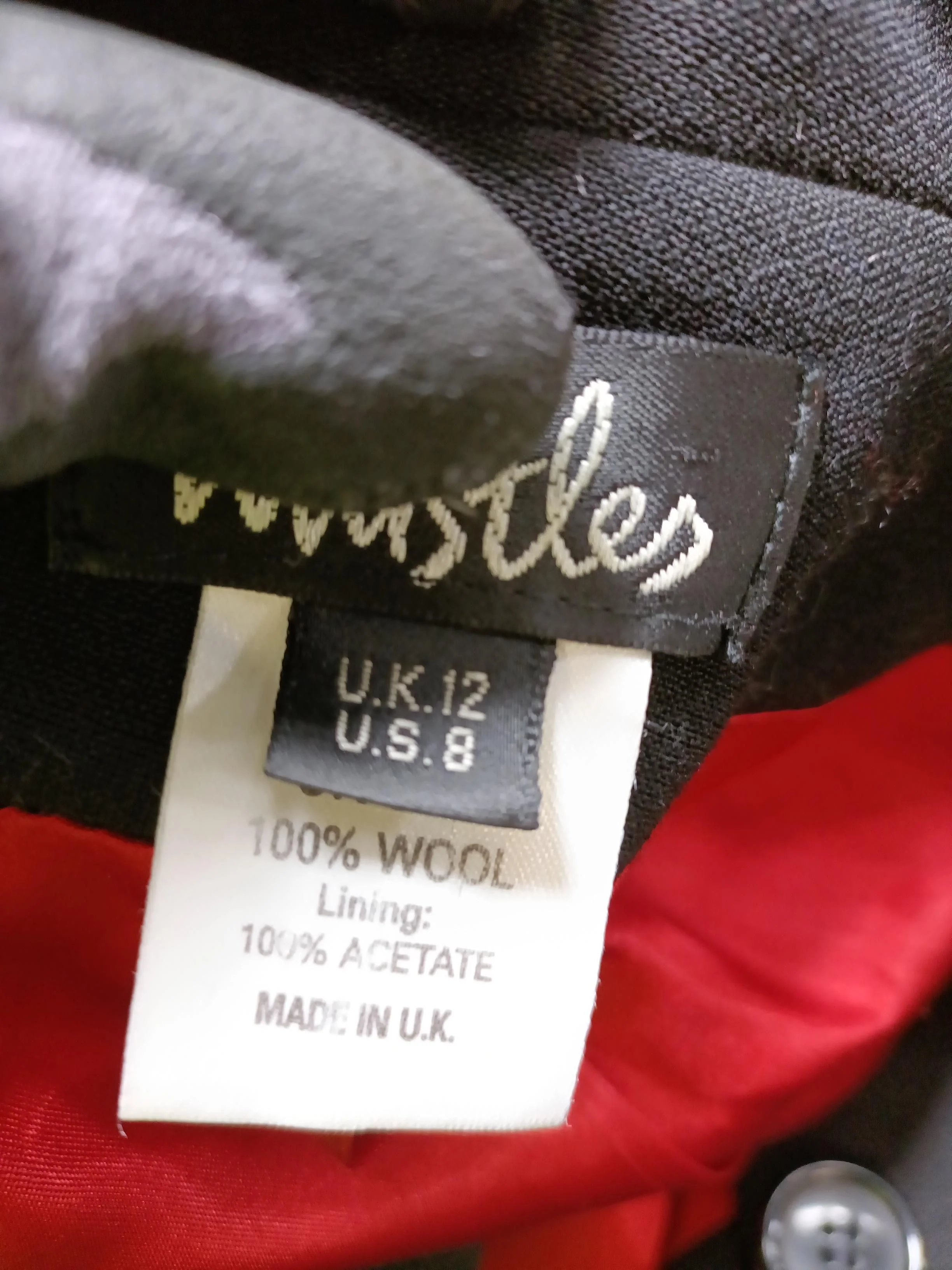 Whistles Women's Blazer UK 12 Black Wool with Acetate Overcoat - Image 6