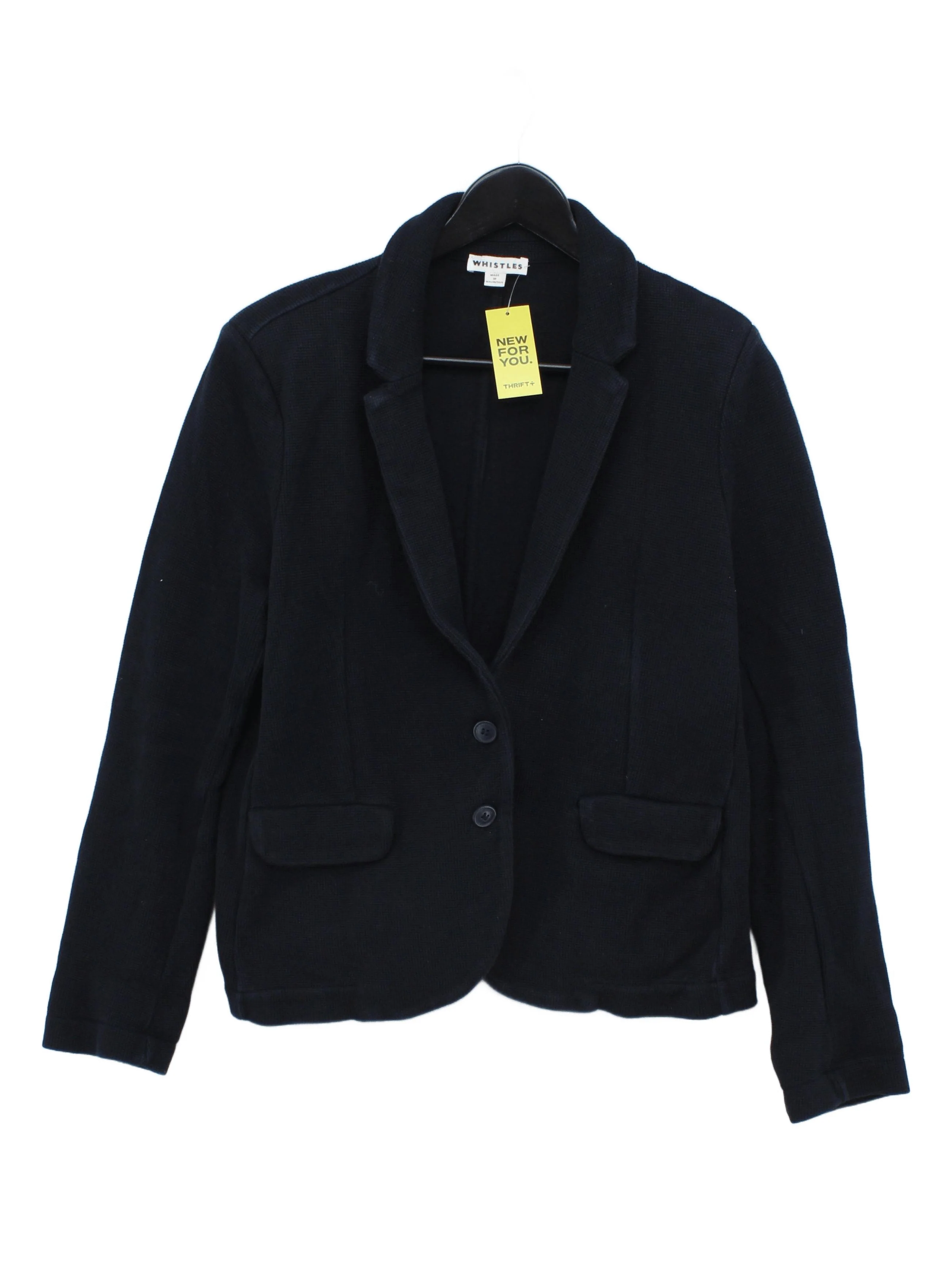 Whistles Women's Blazer UK 12 Blue 100% Cotton Overcoat