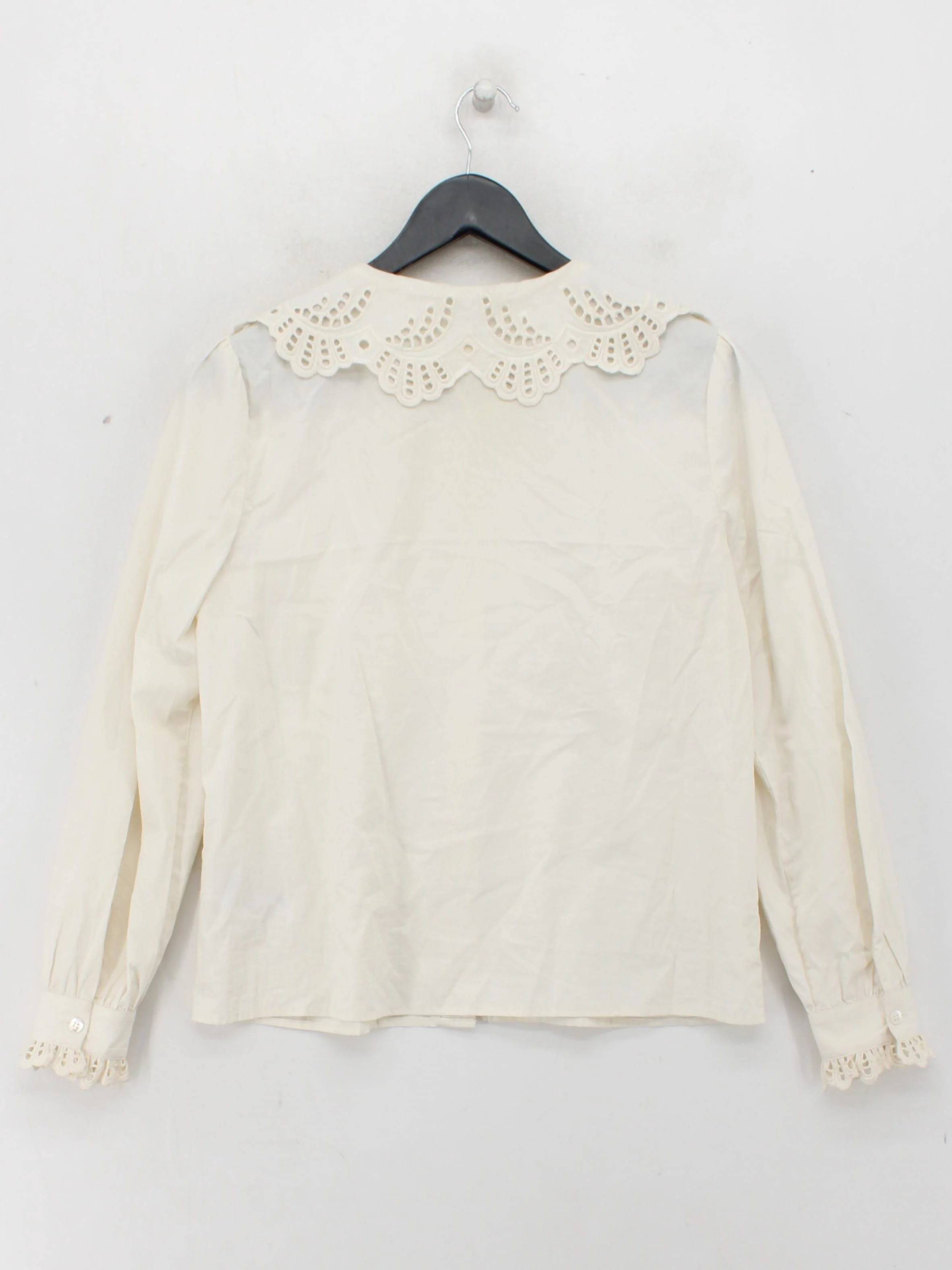 Whistles Women's Blouse UK 10 Cream 100% Cotton Long Sleeve Collared Basic - Image 2