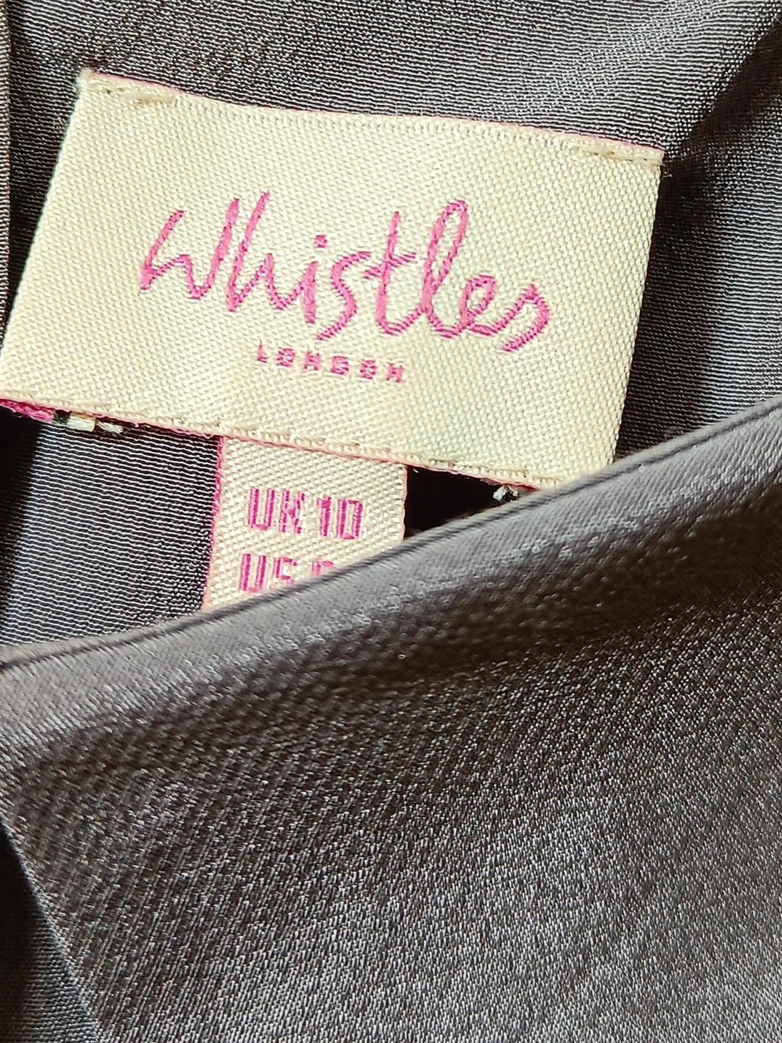 Whistles Women's Blouse UK 10 Grey 100% Silk Short Sleeve Collared Basic - Image 5