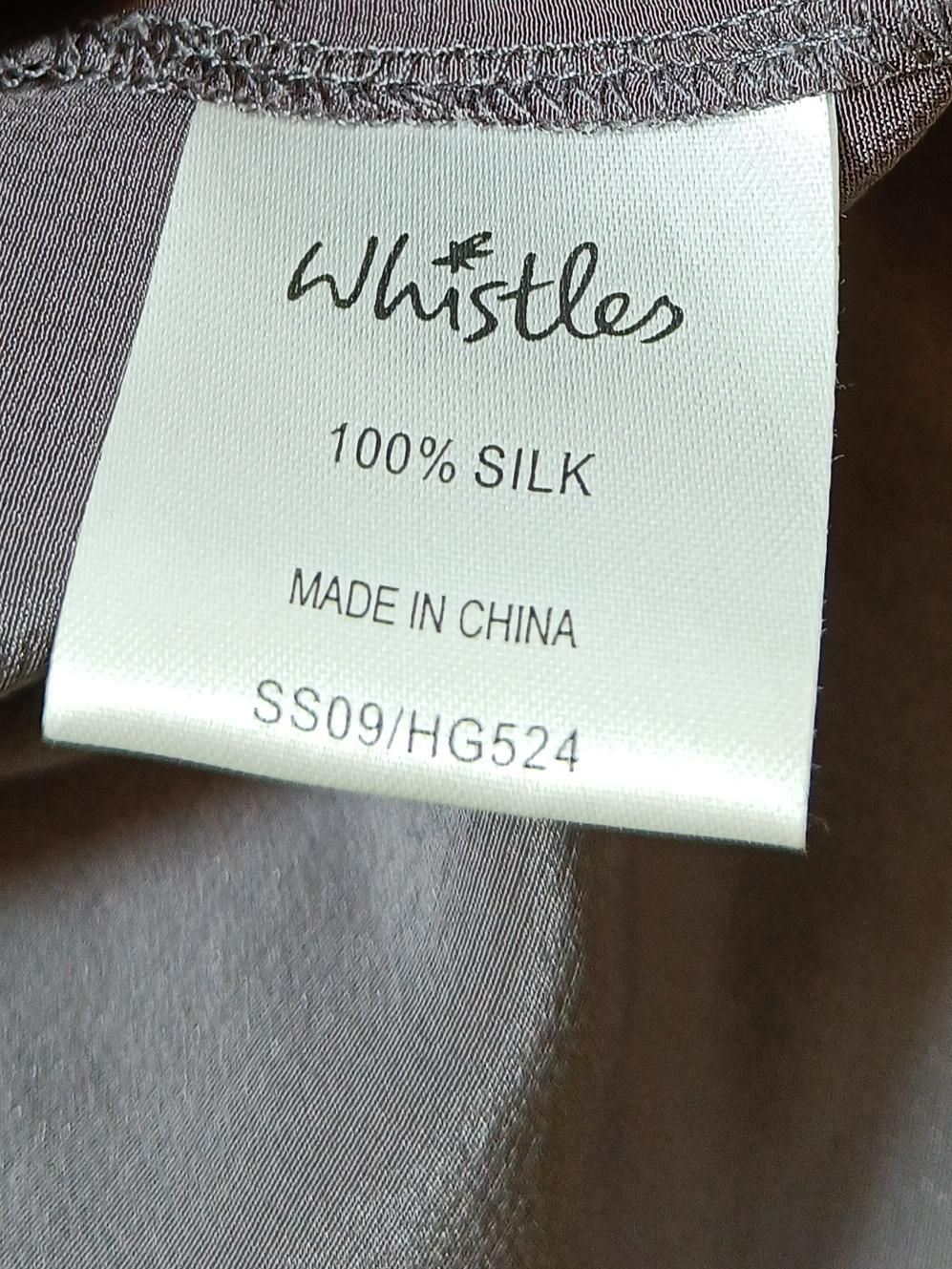 Whistles Women's Blouse UK 10 Grey 100% Silk Short Sleeve Collared Basic - Image 6