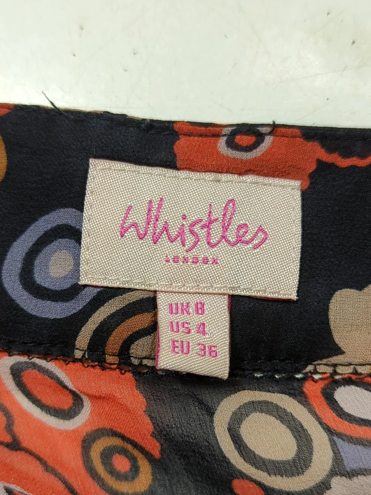 Whistles Women's Blouse UK 8 Multi Floral 100% Silk 3/4 Sleeve V-Neck Basic - Image 5