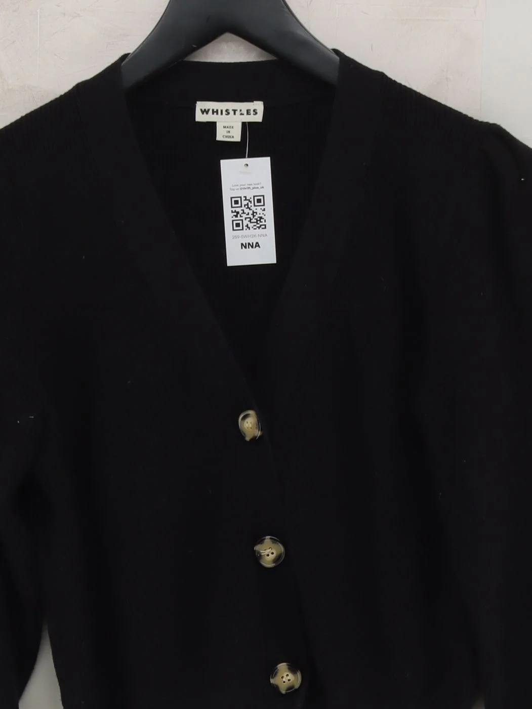Whistles Women's Cardigan M Black 100% Cotton V-Neck Cardigan - Image 3