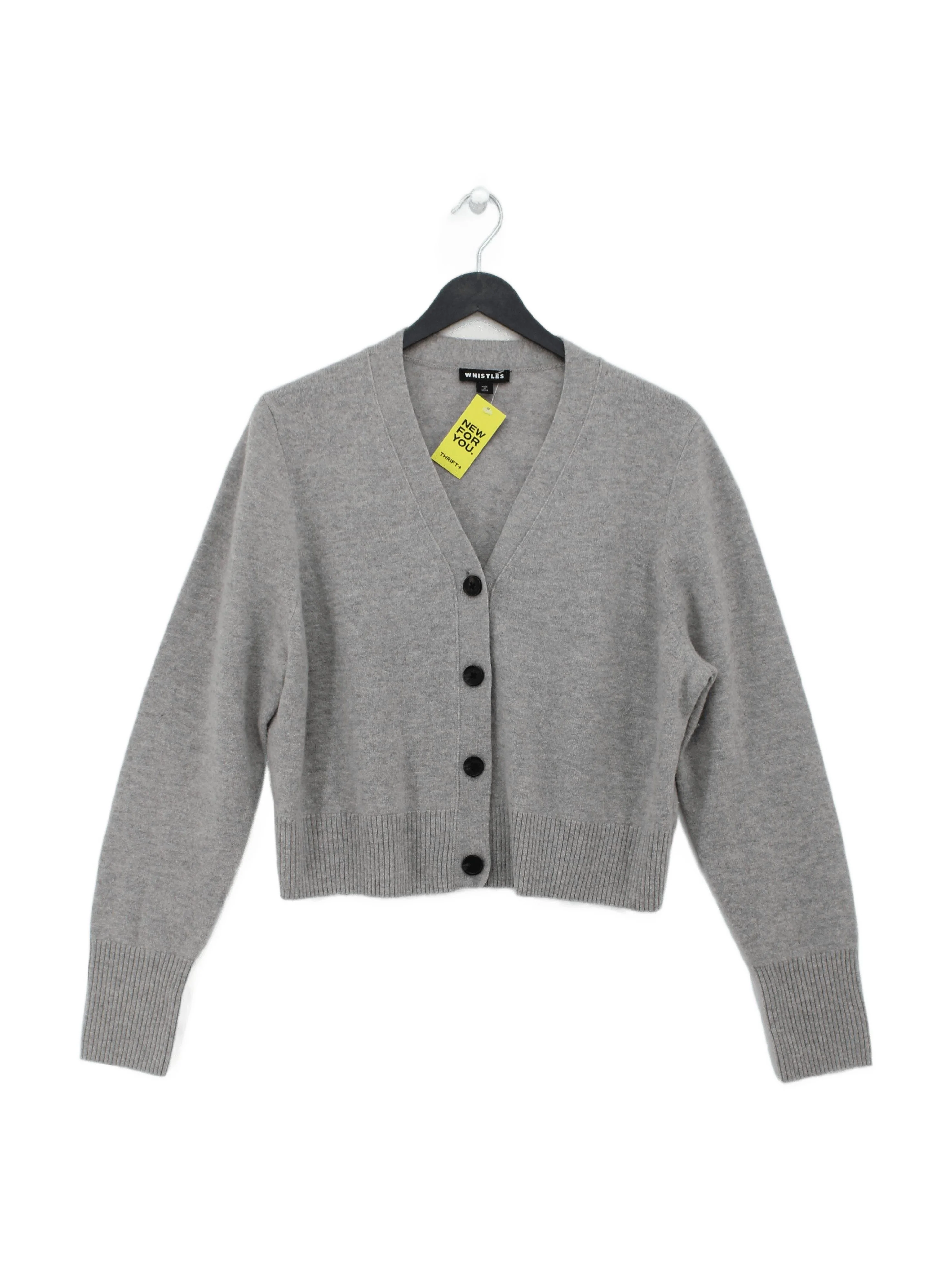Whistles Women's Cardigan M Grey 100% Wool V-Neck Cardigan