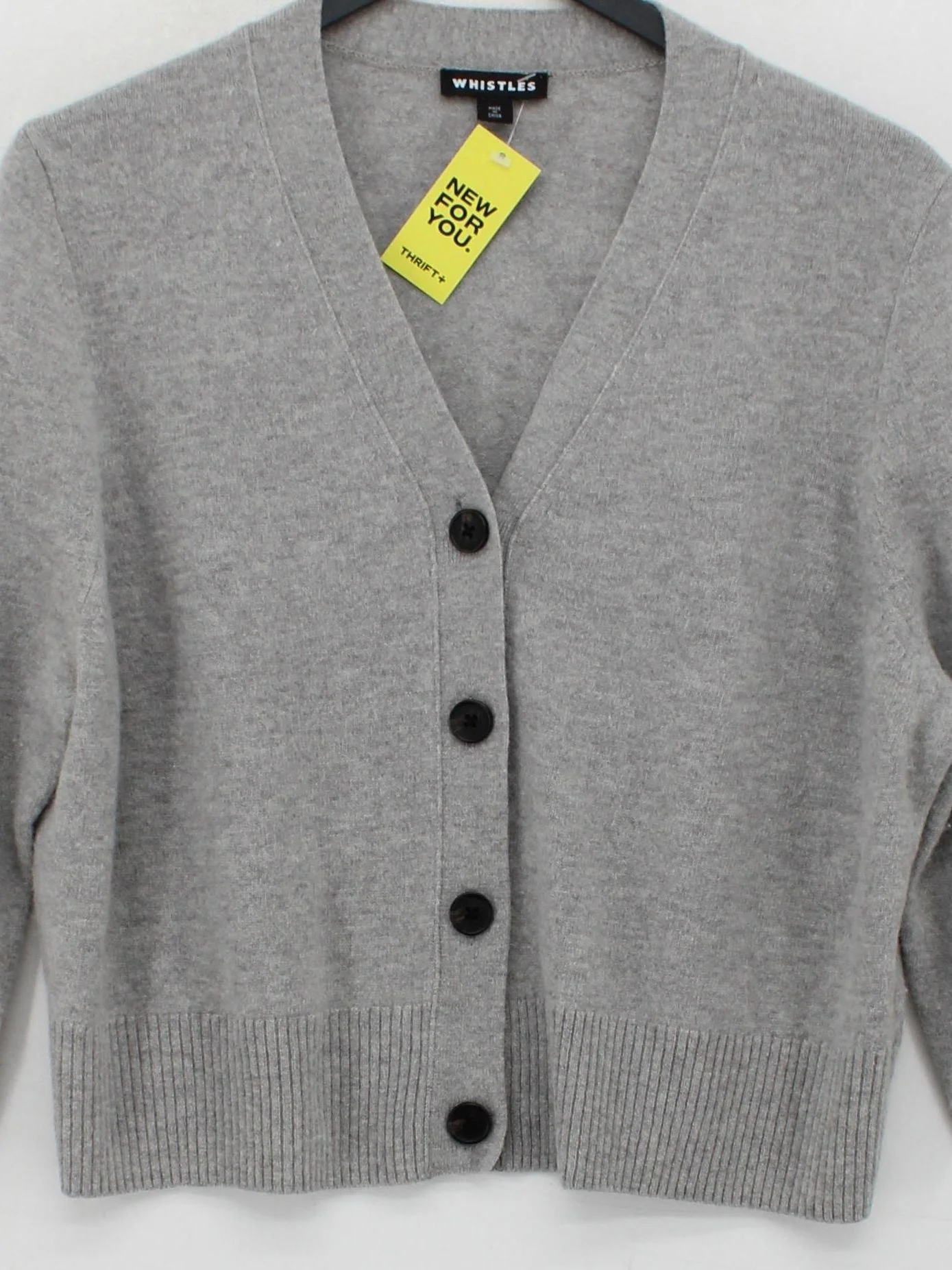 Whistles Women's Cardigan M Grey 100% Wool V-Neck Cardigan - Image 3