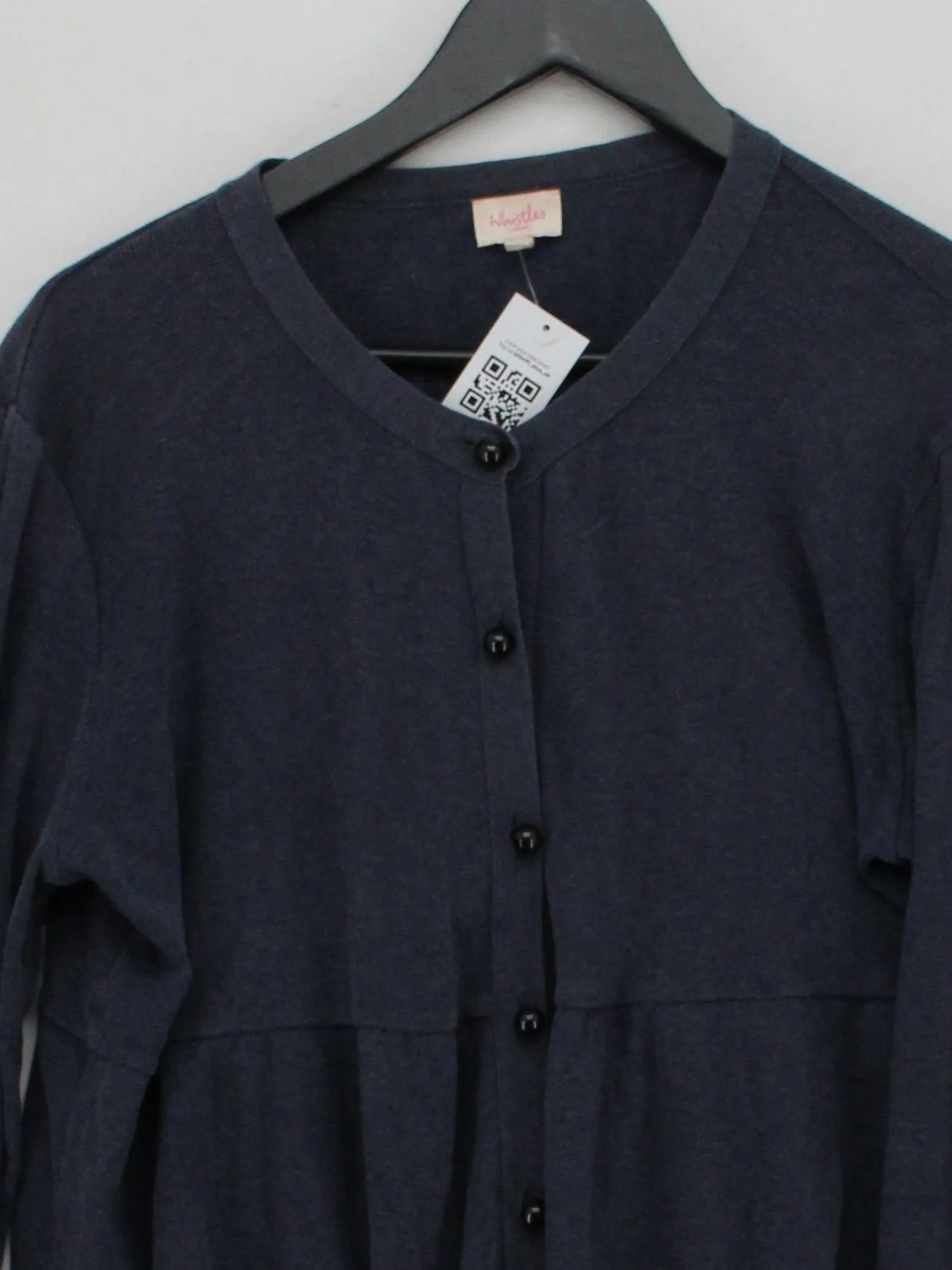 Whistles Women's Cardigan S Blue 100% Cotton Round Neck Cardigan - Image 3