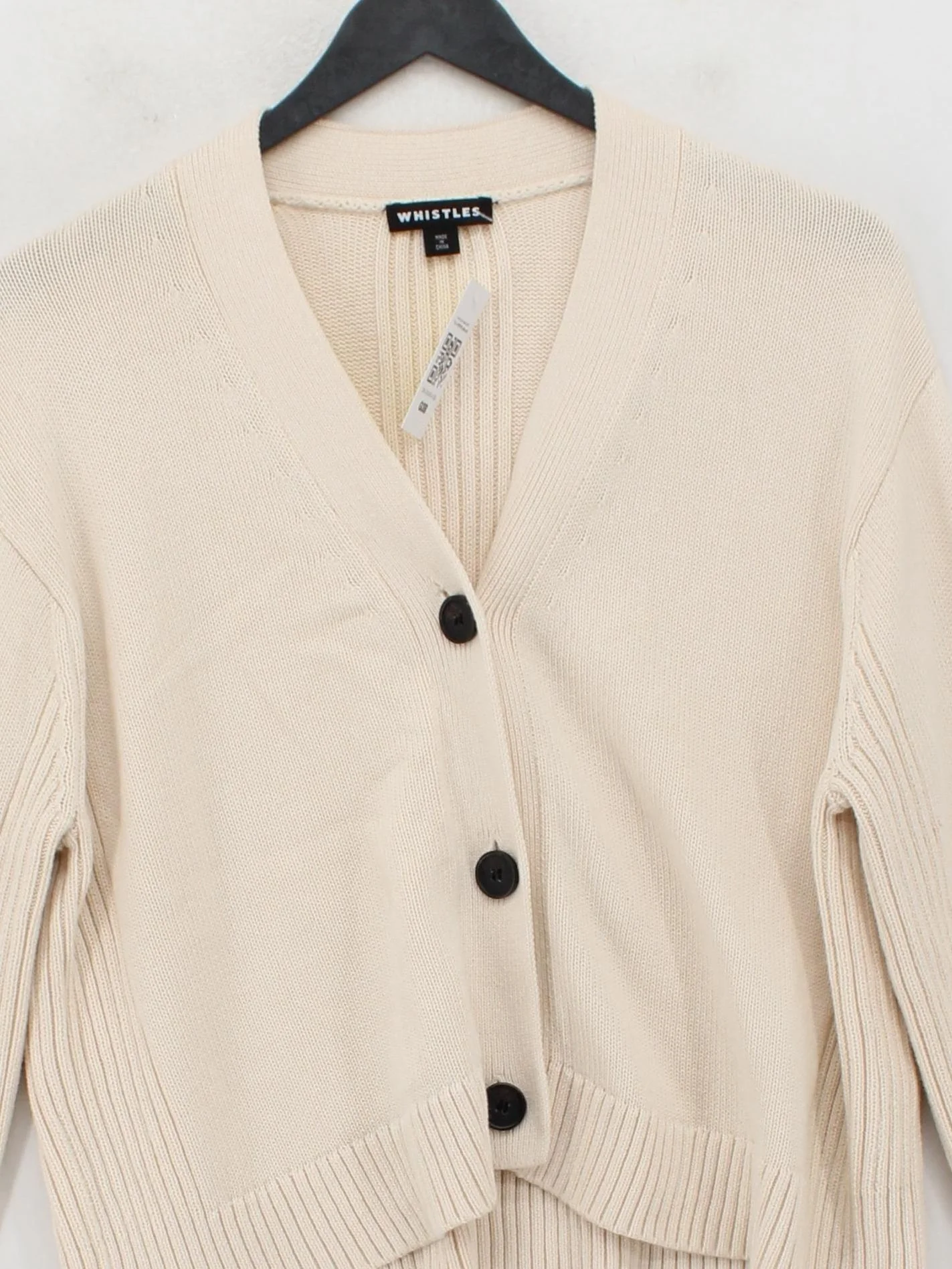 Whistles Women's Cardigan S Cream 100% Cotton V-Neck Cardigan - Image 3