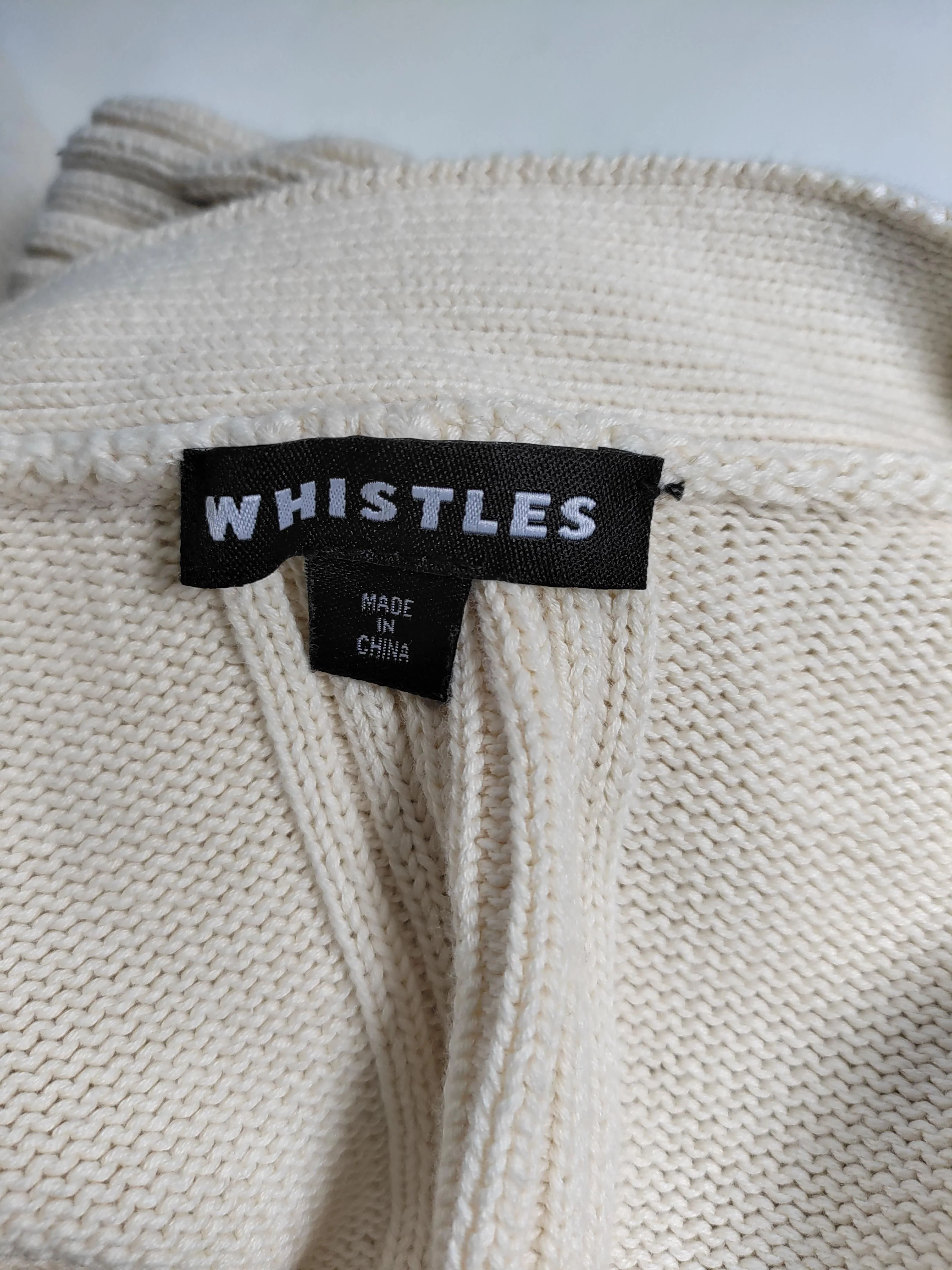 Whistles Women's Cardigan S Cream 100% Cotton V-Neck Cardigan - Image 5