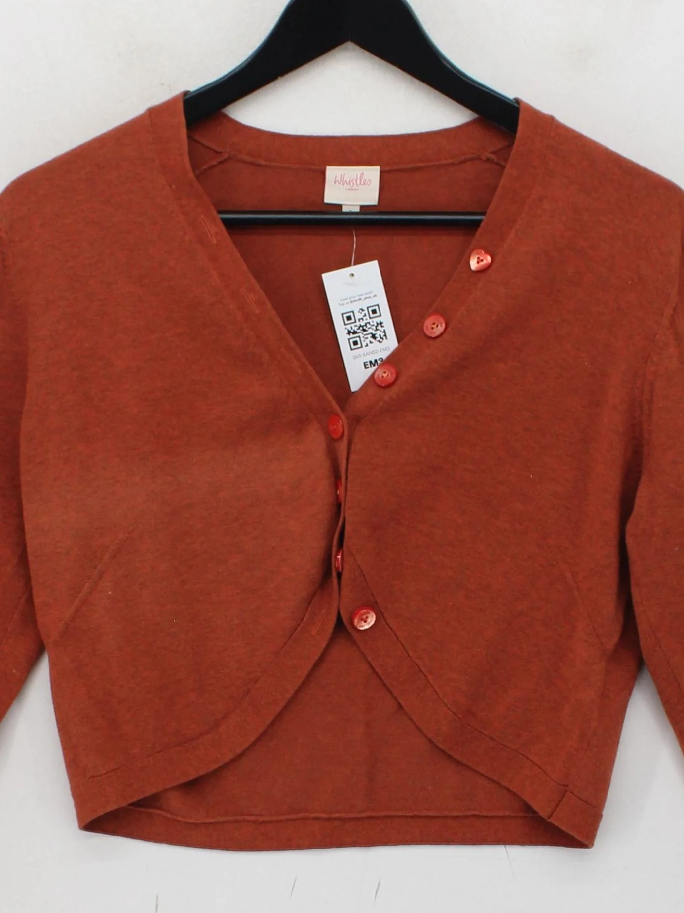 Whistles Women's Cardigan UK 4 Brown Cotton with Nylon, Elastane Cardigan - Image 3