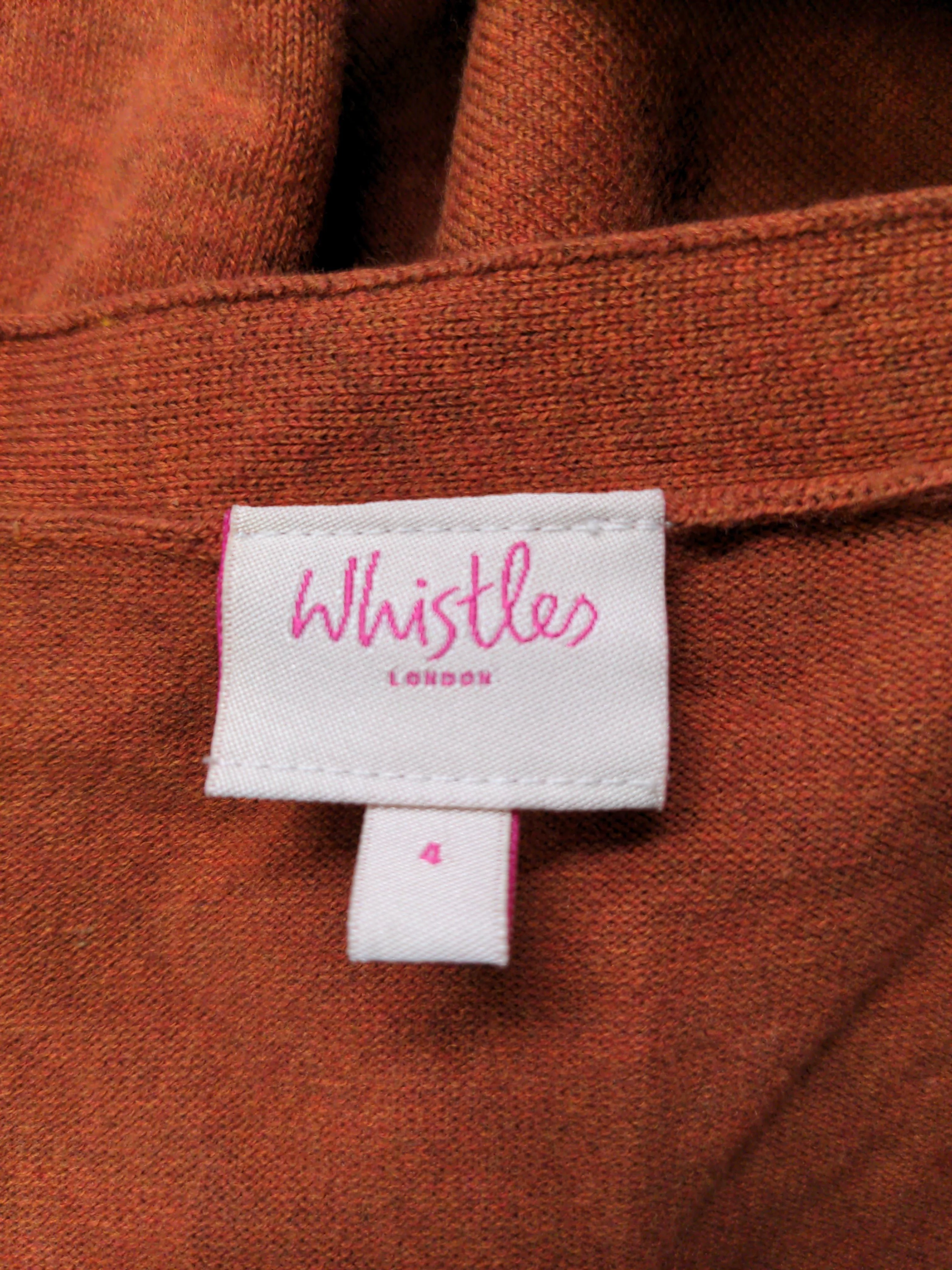 Whistles Women's Cardigan UK 4 Brown Cotton with Nylon, Elastane Cardigan - Image 5