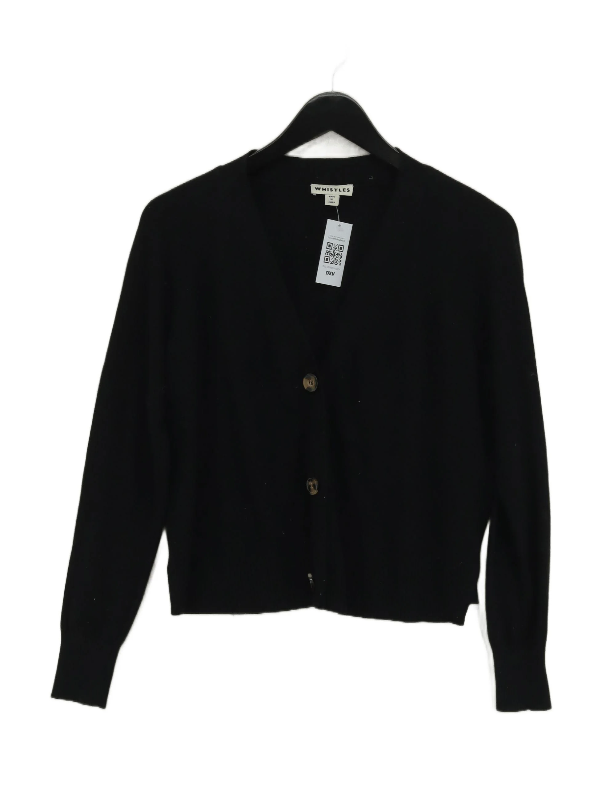 Whistles Women's Cardigan XS Black Cotton with Polyester V-Neck Cardigan