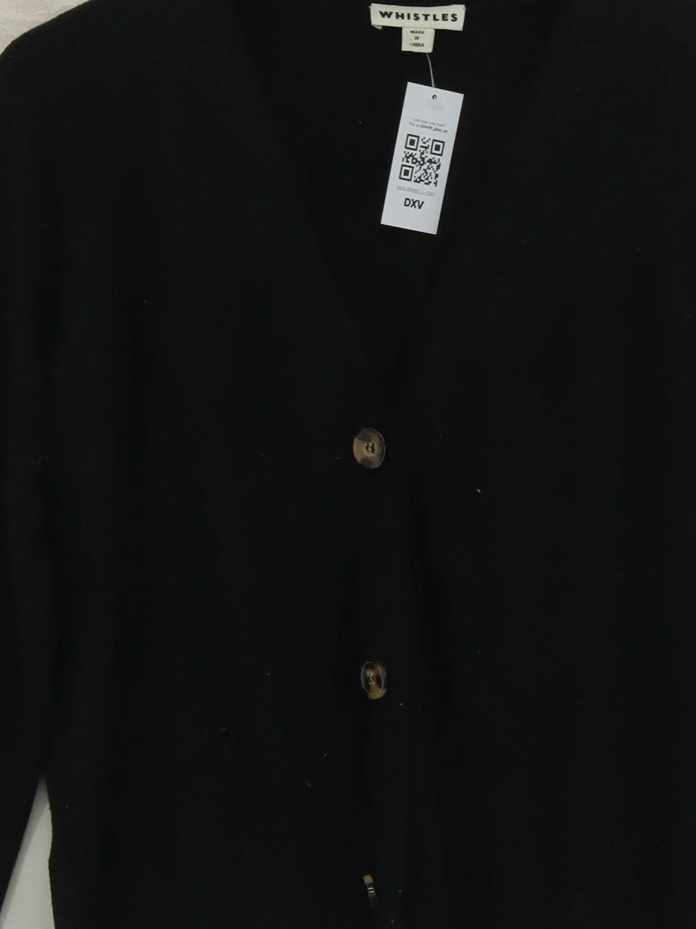 Whistles Women's Cardigan XS Black Cotton with Polyester V-Neck Cardigan - Image 3