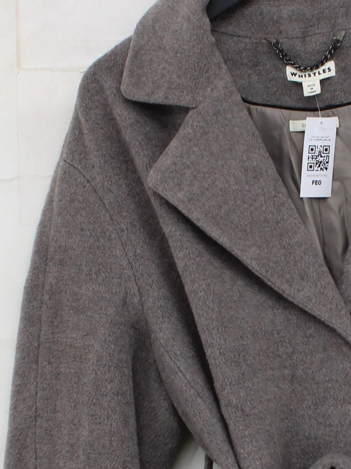 Whistles Women's Coat M Brown Wool with Viscose, Polyamide Overcoat - Image 4