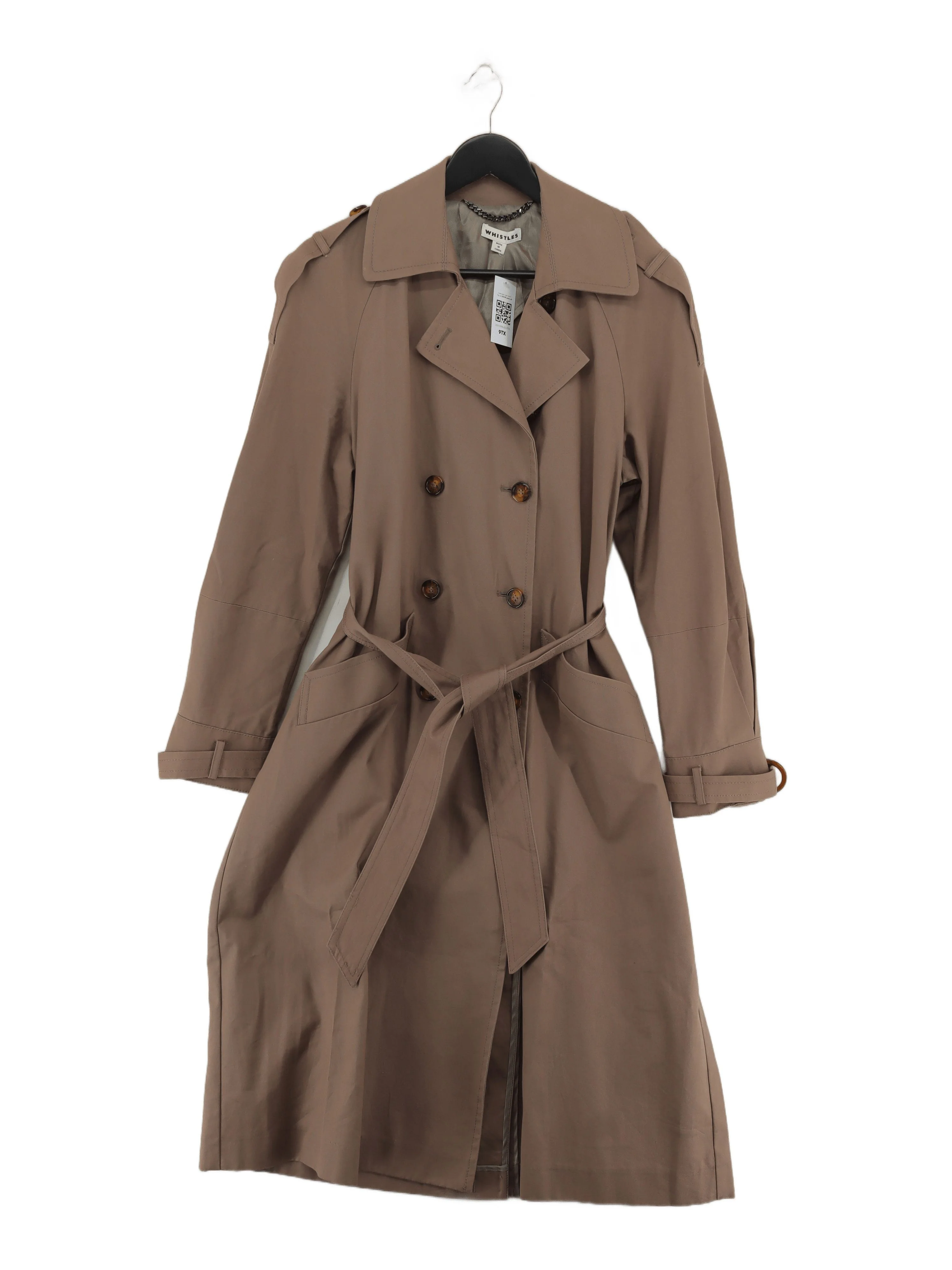 Whistles Women's Coat M Tan Cotton with Polyester, Viscose, Elastane Trench Coat
