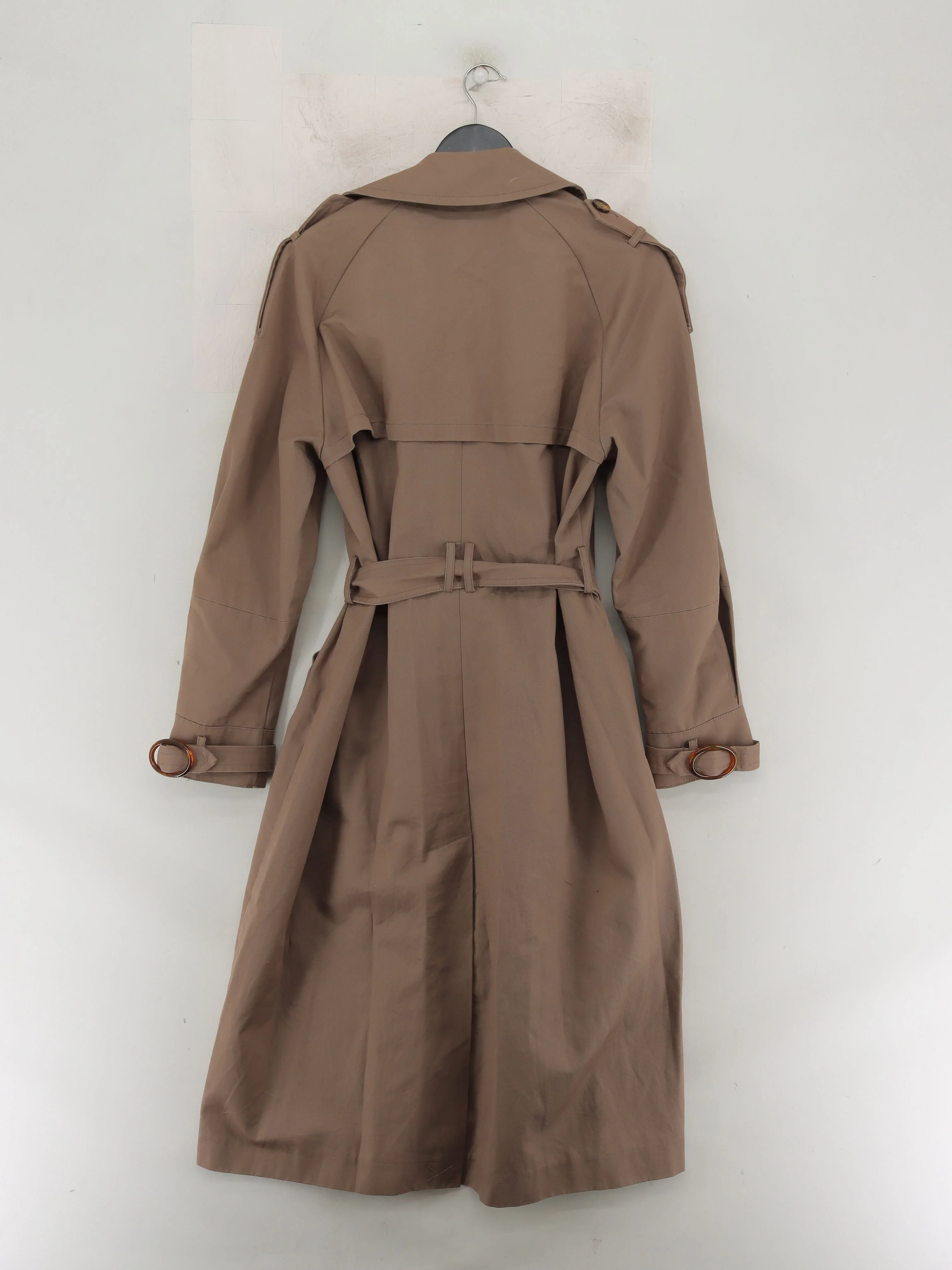 Whistles Women's Coat M Tan Cotton with Polyester, Viscose, Elastane Trench Coat - Image 2
