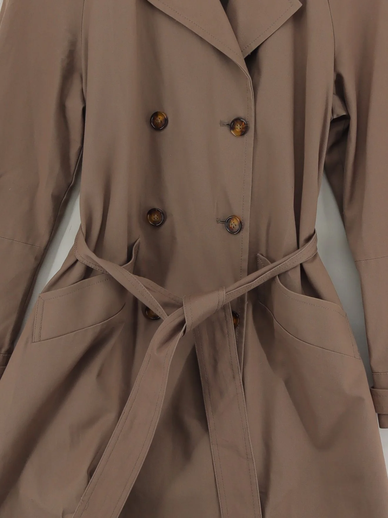 Whistles Women's Coat M Tan Cotton with Polyester, Viscose, Elastane Trench Coat - Image 3