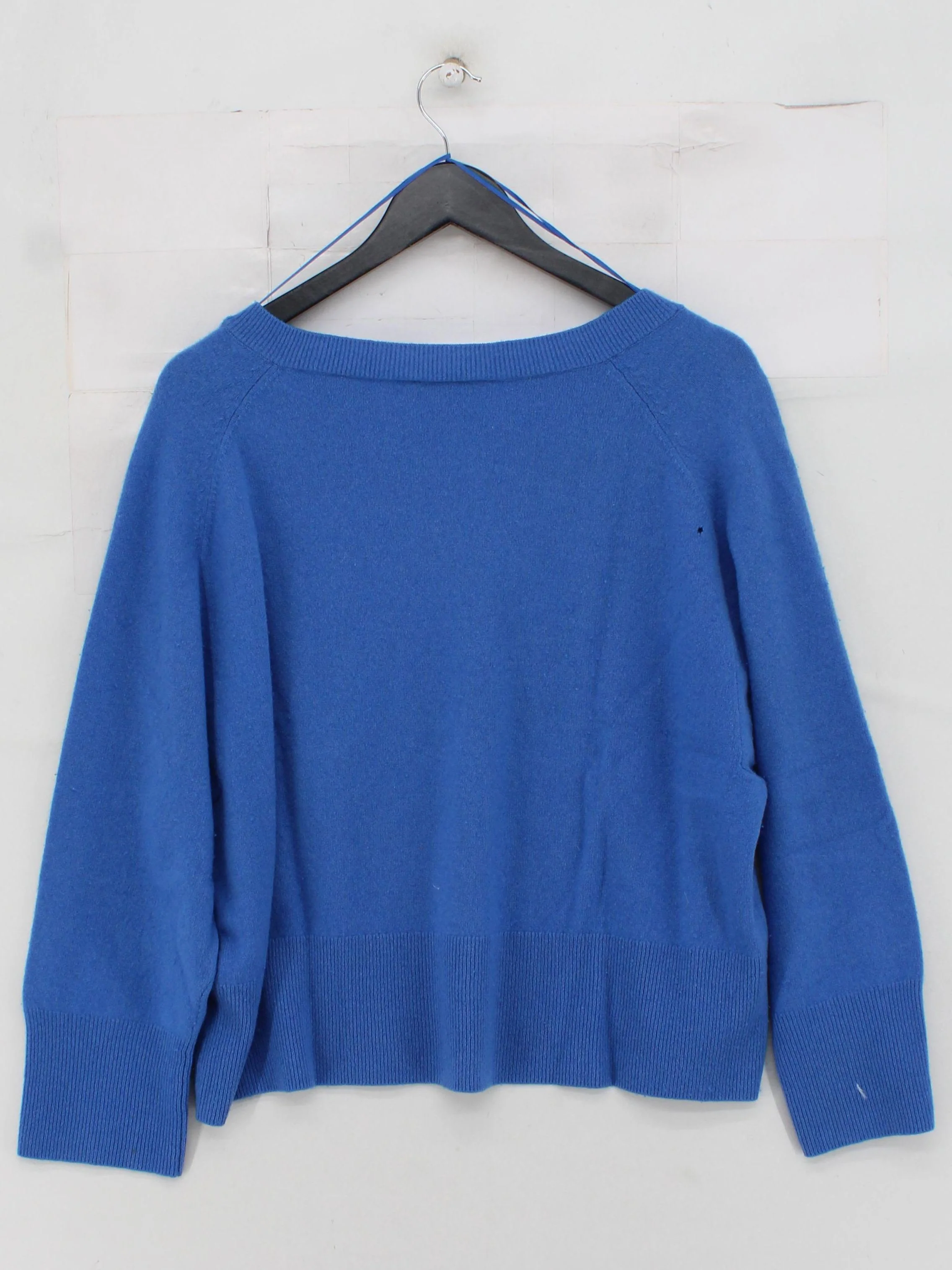 Whistles Women's Jumper L Blue Cashmere with Wool V-Neck Pullover - Image 2